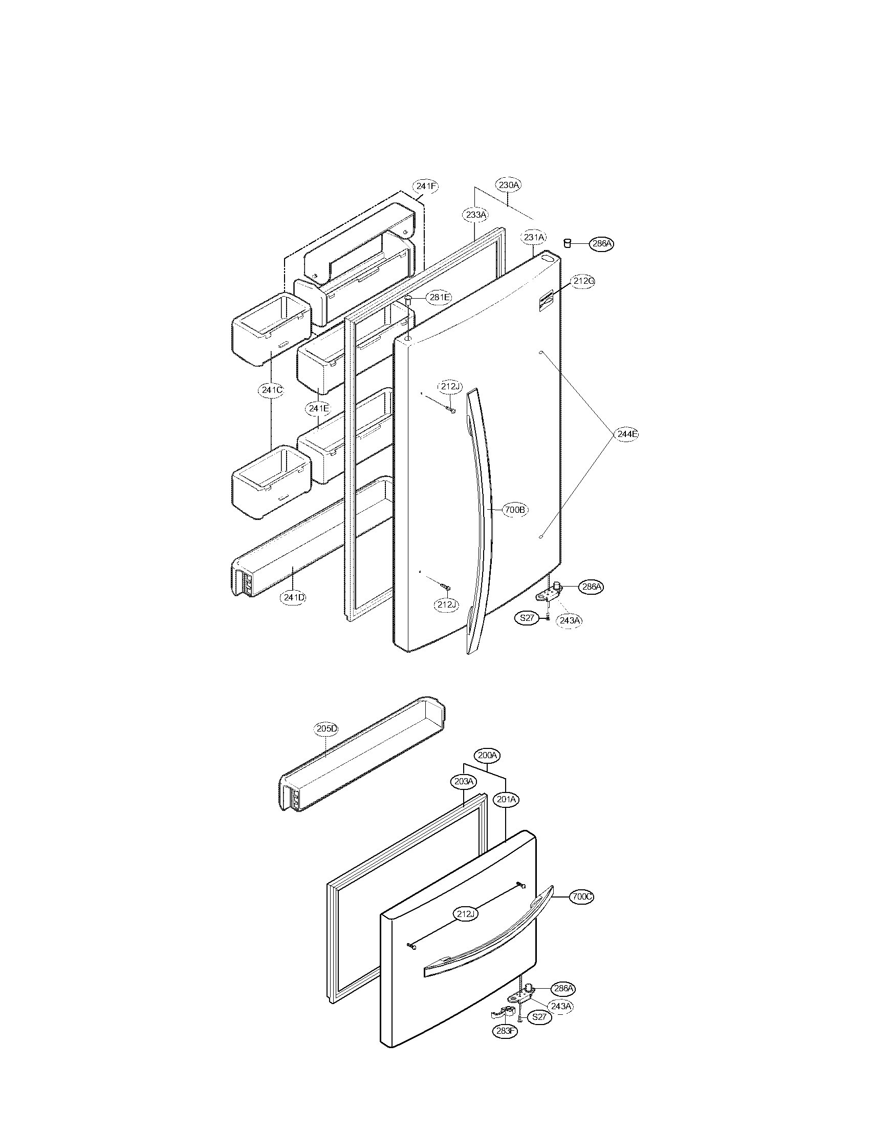 Kenmore 79568279900 door parts diagram