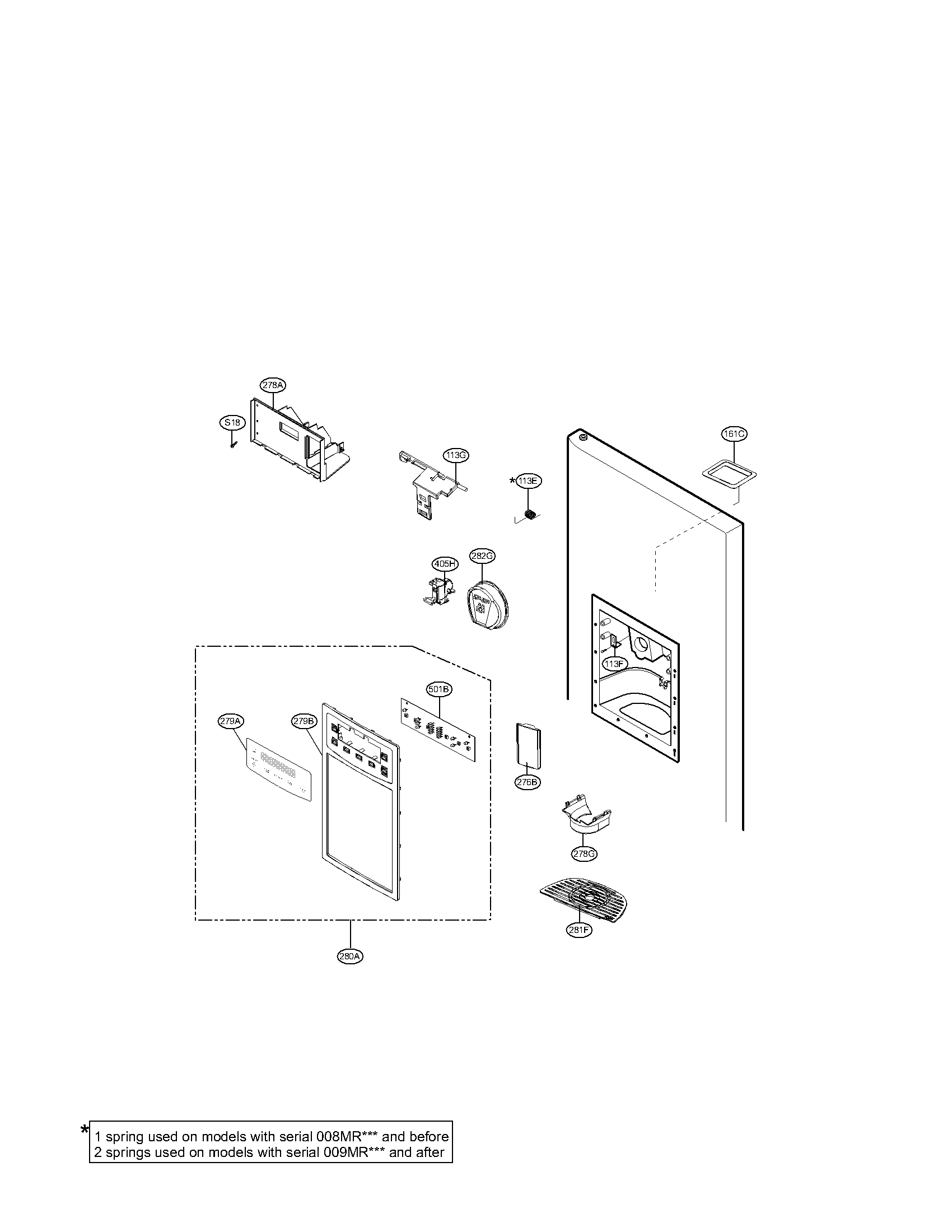 Kenmore 79551016012 dispenser parts diagram