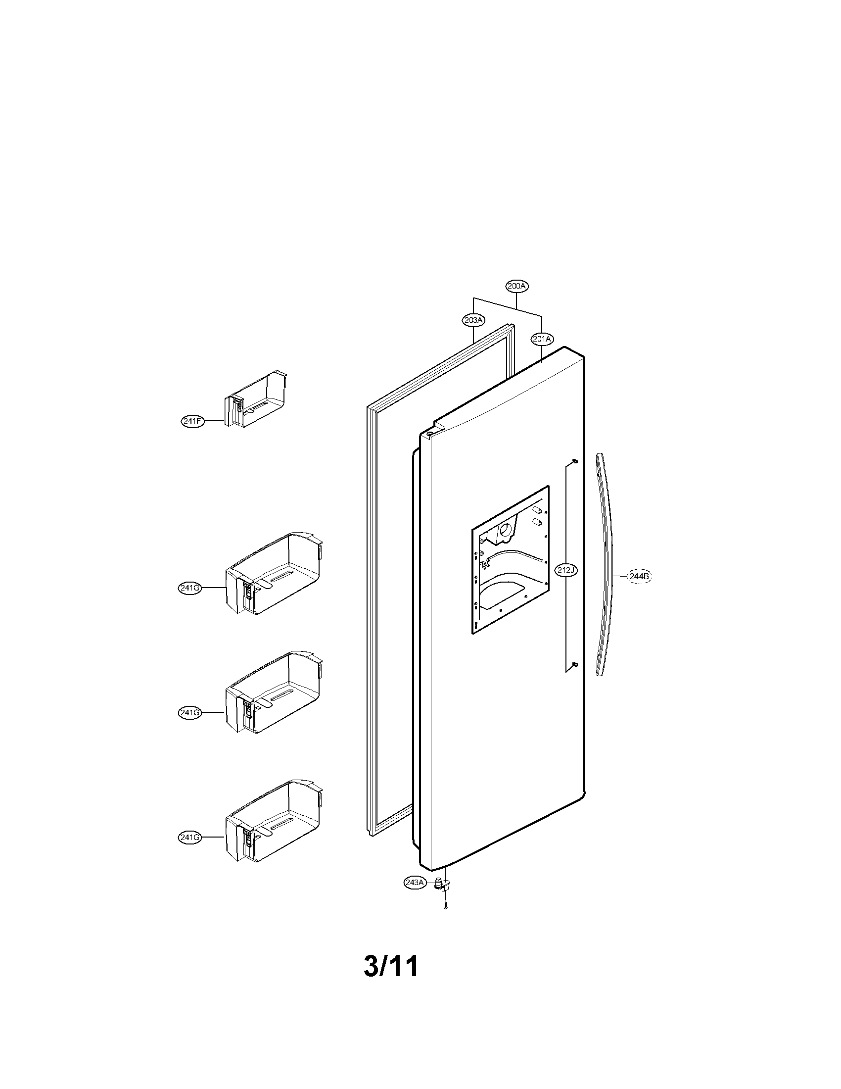 Kenmore 79551014012 freezer door parts diagram