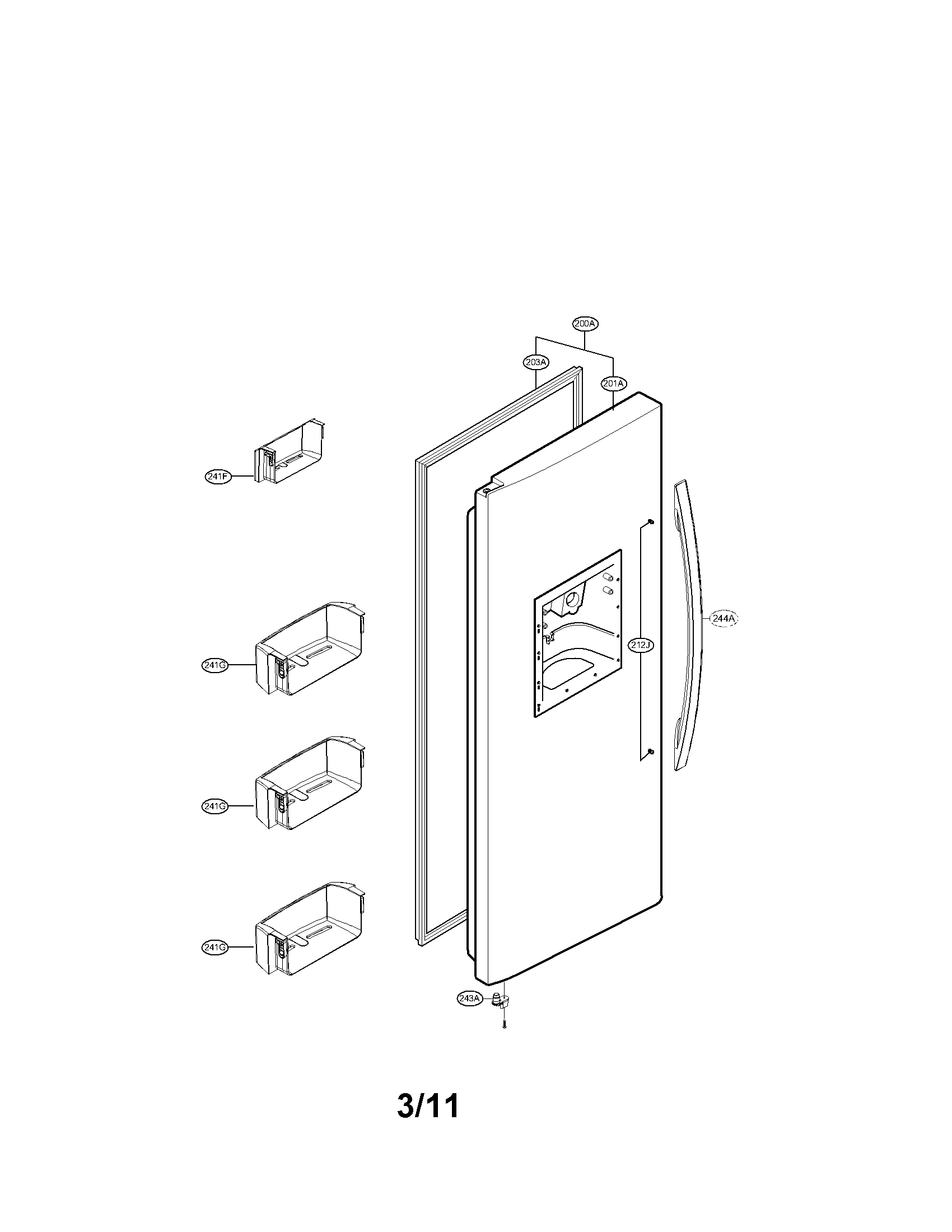 Kenmore 79551022011 freezer door parts diagram