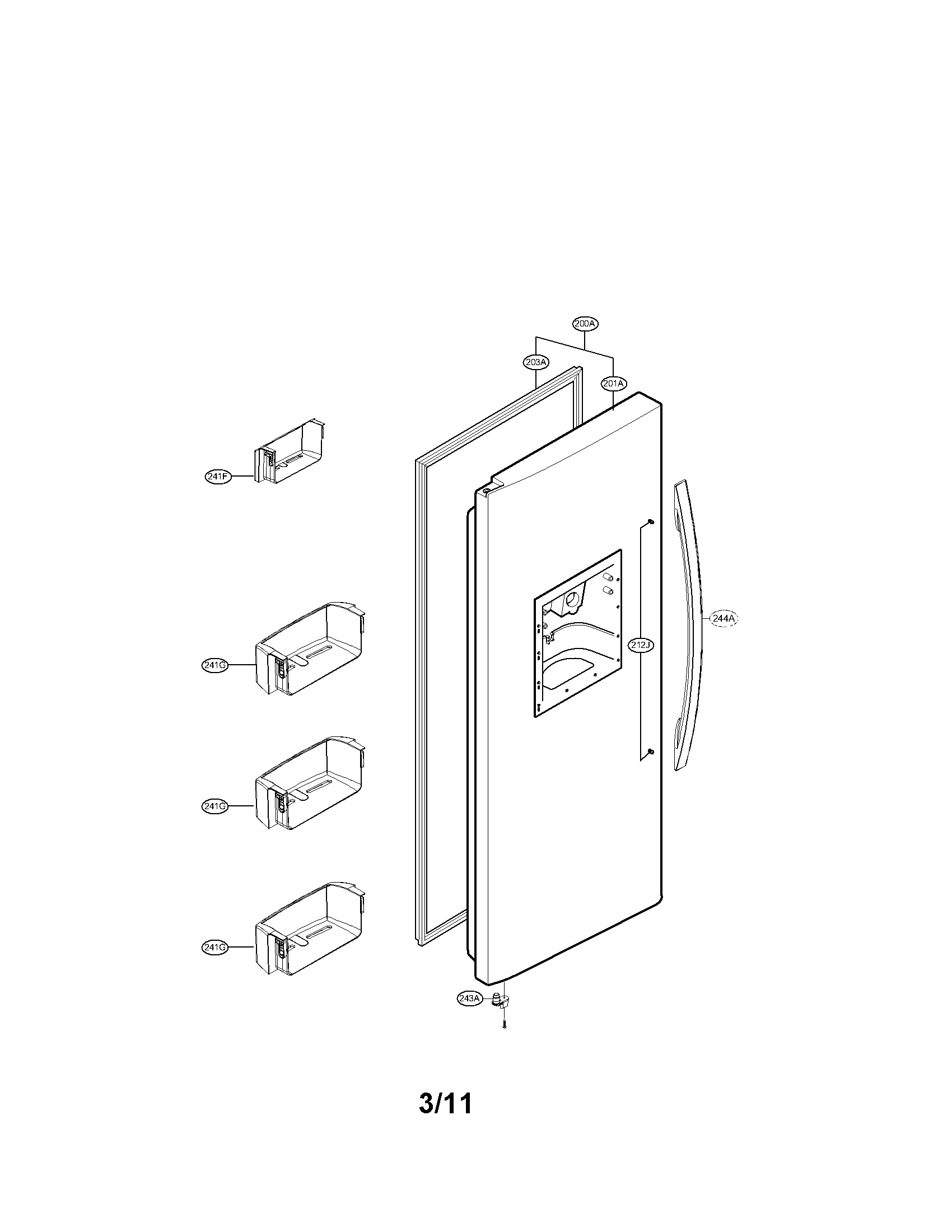 Kenmore 79551026012 freezer door parts diagram