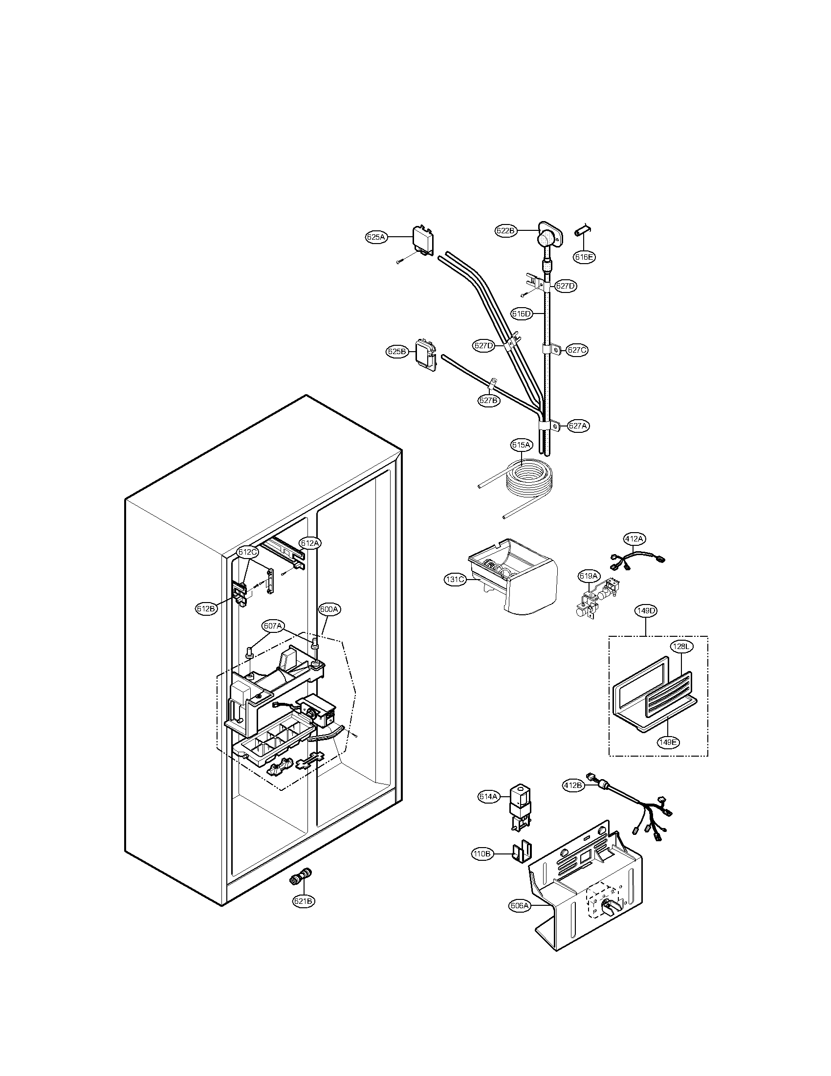 Kenmore 79551026012 ice and water parts diagram