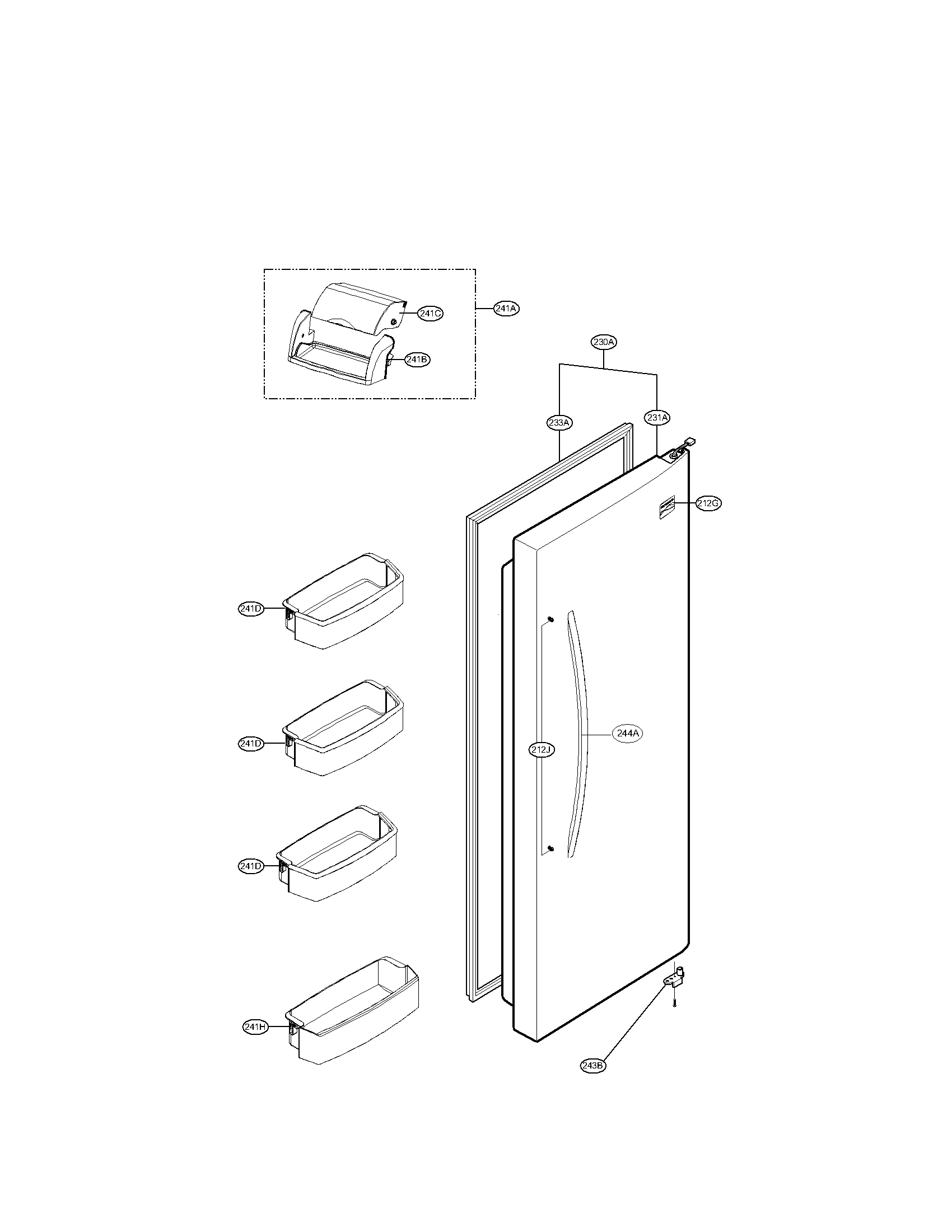 Kenmore 79551034011 refrigerator door parts diagram