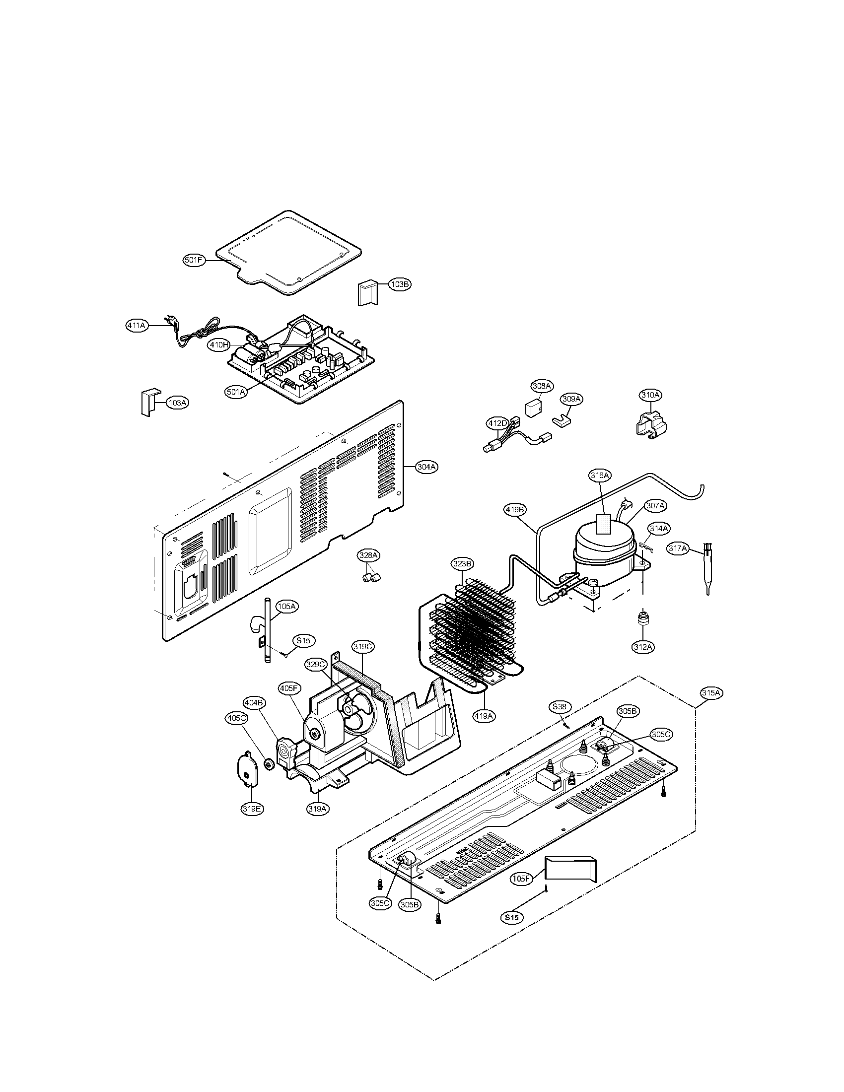 Kenmore 79551036011 machine compartment parts diagram