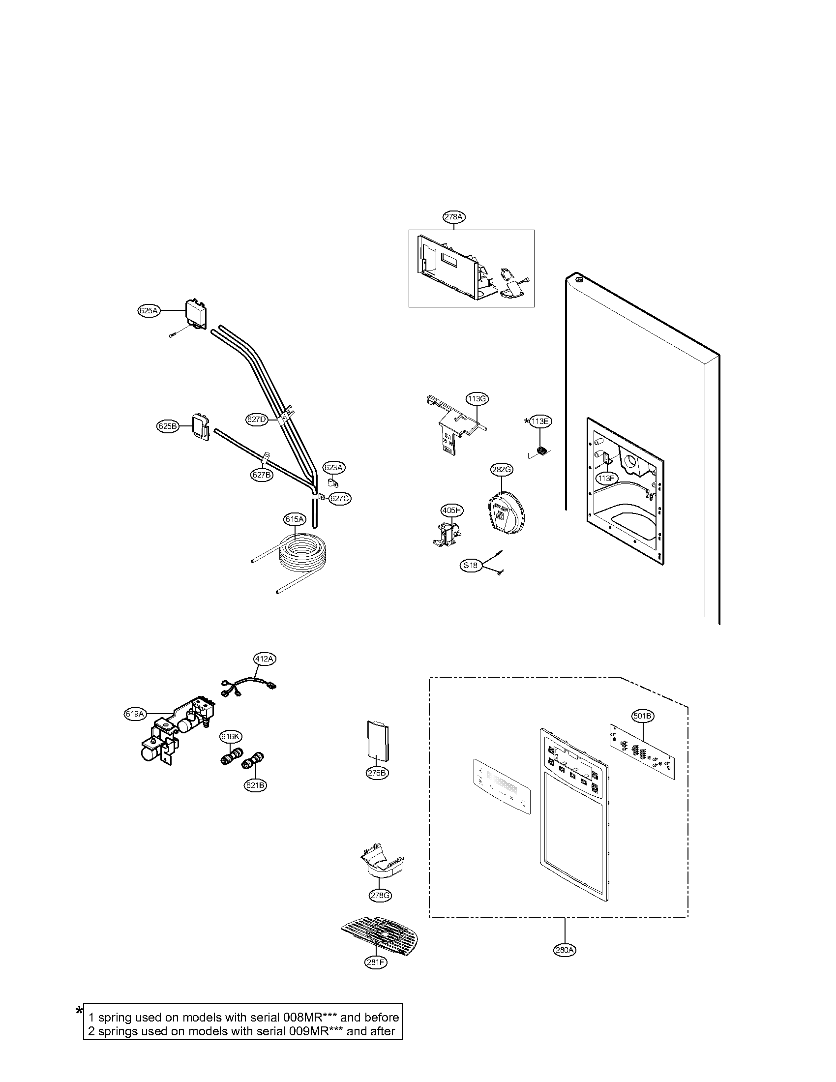 Kenmore 79551039011 ice, water, & dispenser parts diagram
