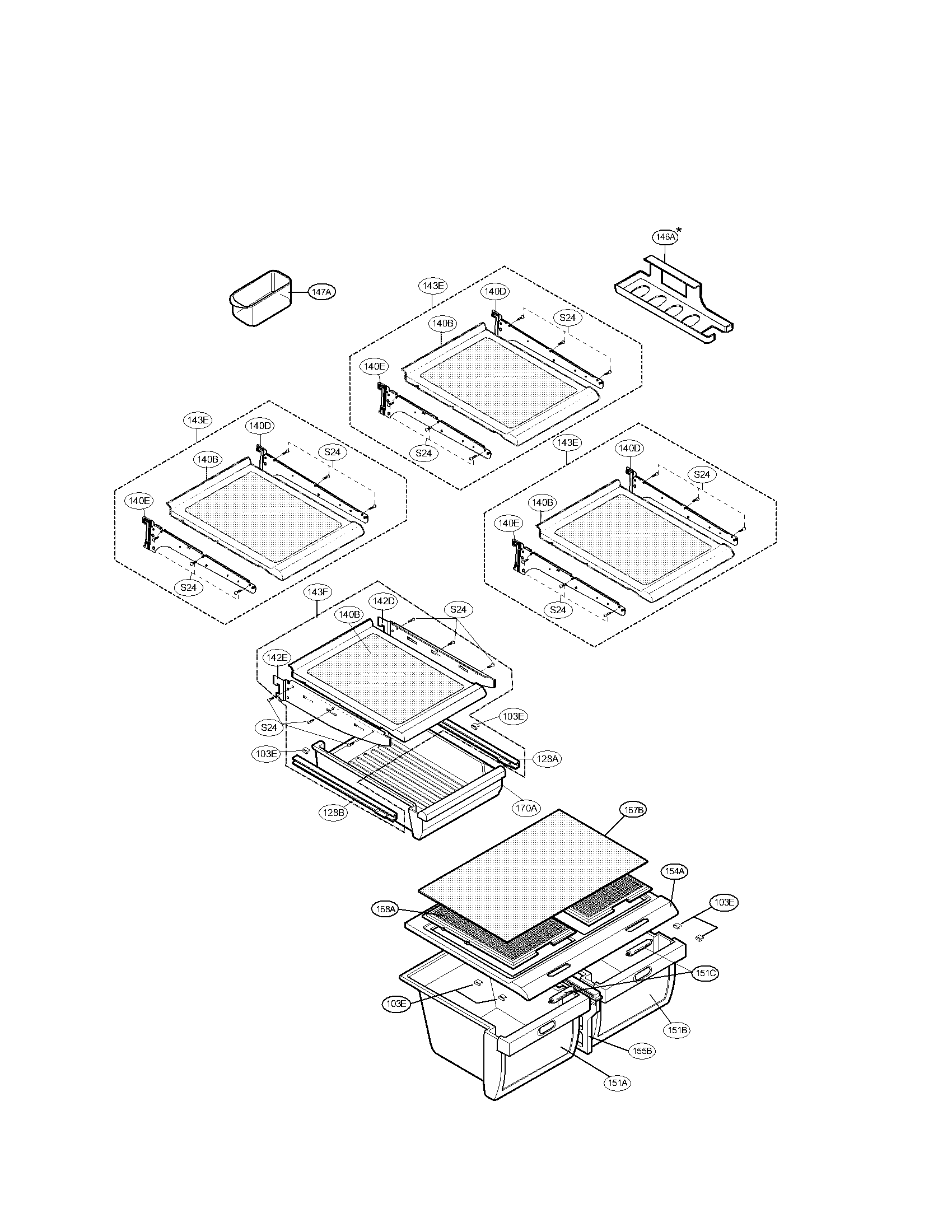 Kenmore 79575082402 refrigerator drawer parts diagram