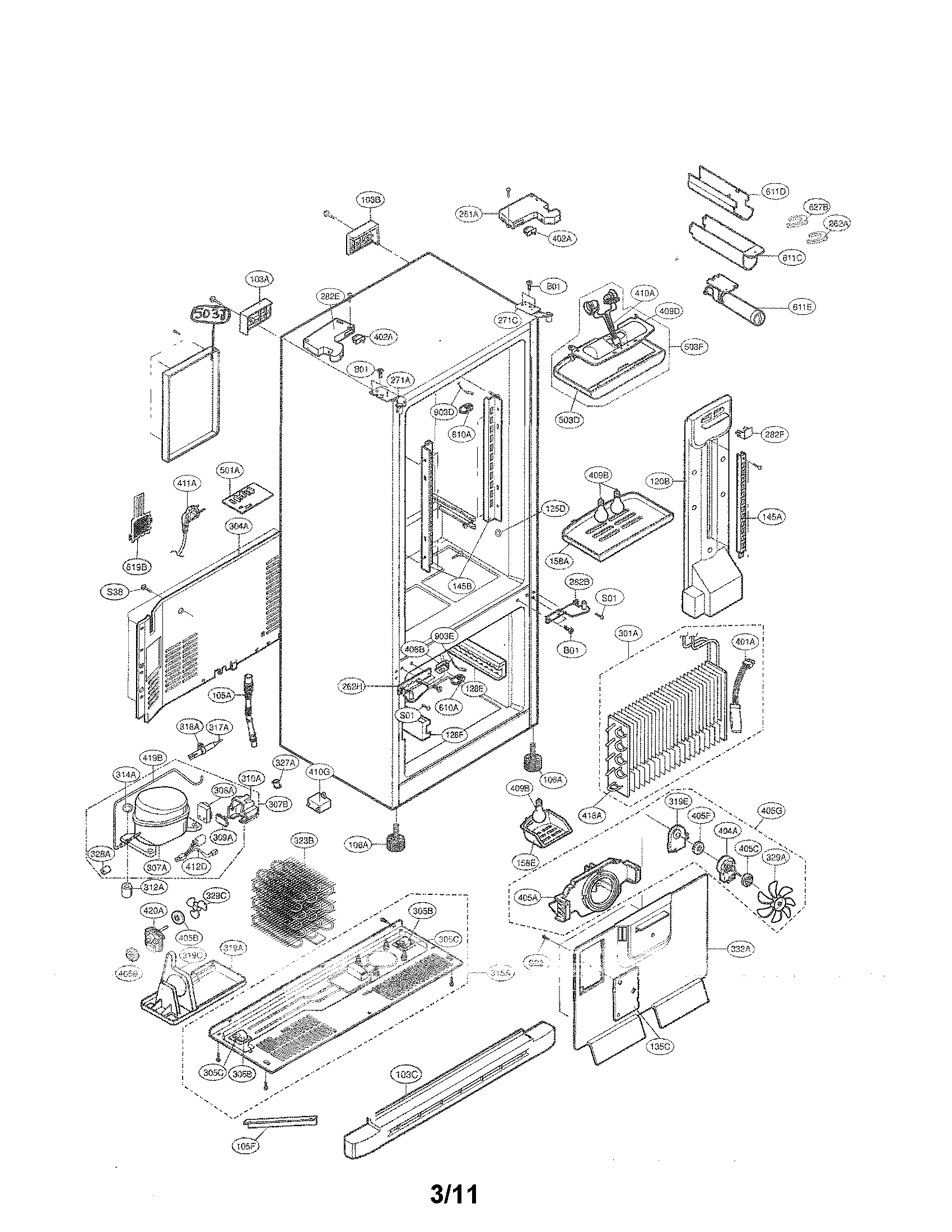 Kenmore Elite 79578343803 case parts diagram