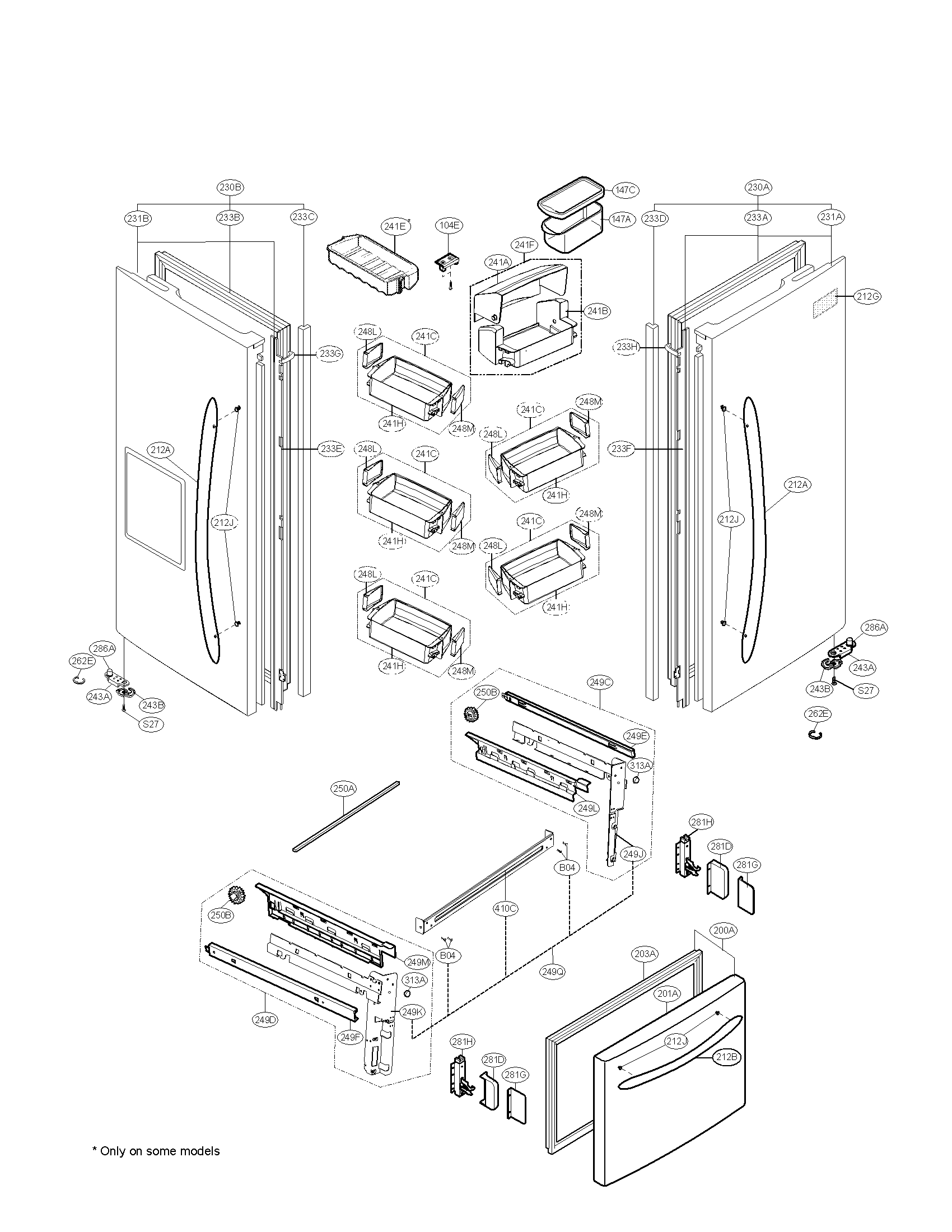 Kenmore Elite 79578343803 door parts diagram