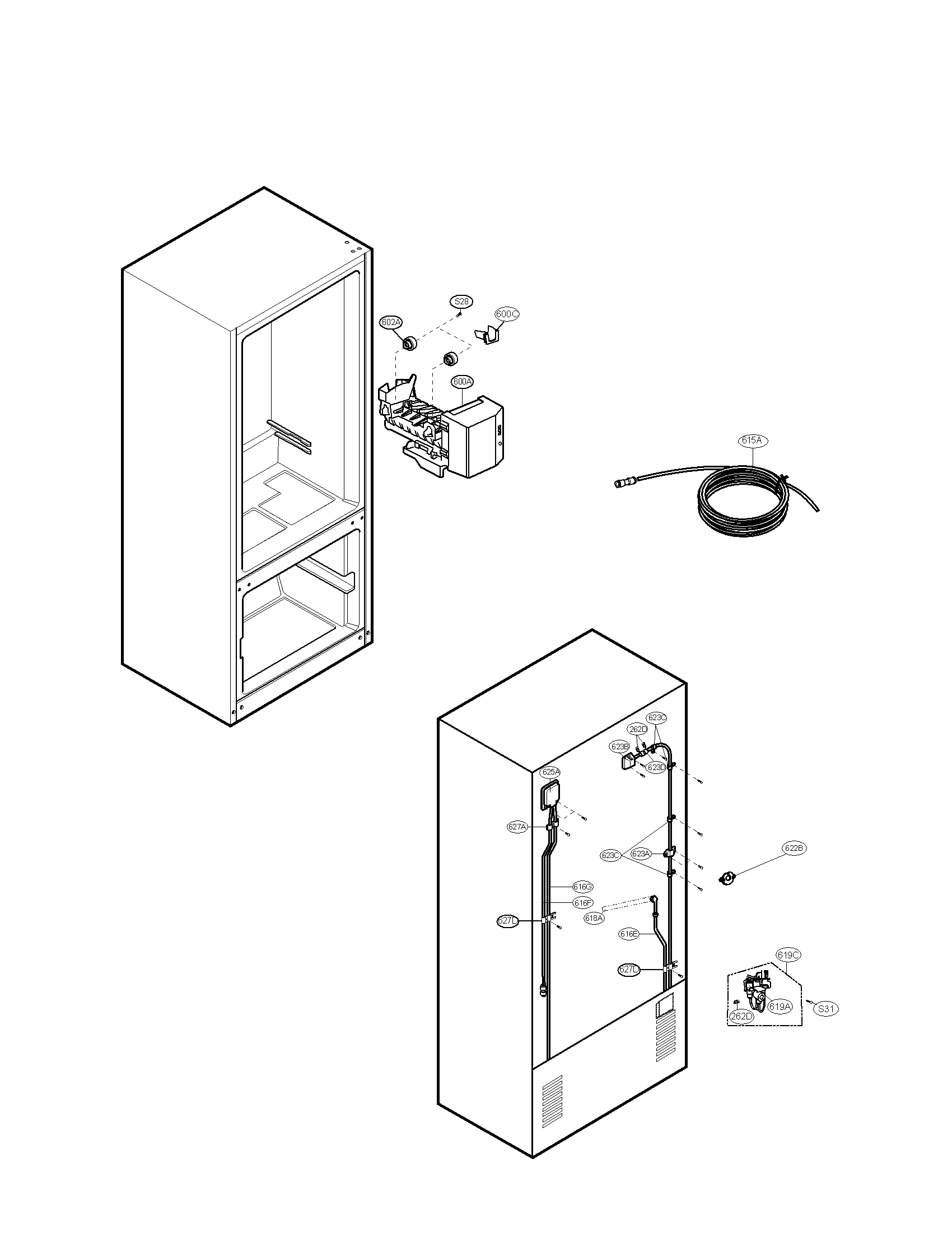 Kenmore Elite 79578343803 water & ice maker parts diagram