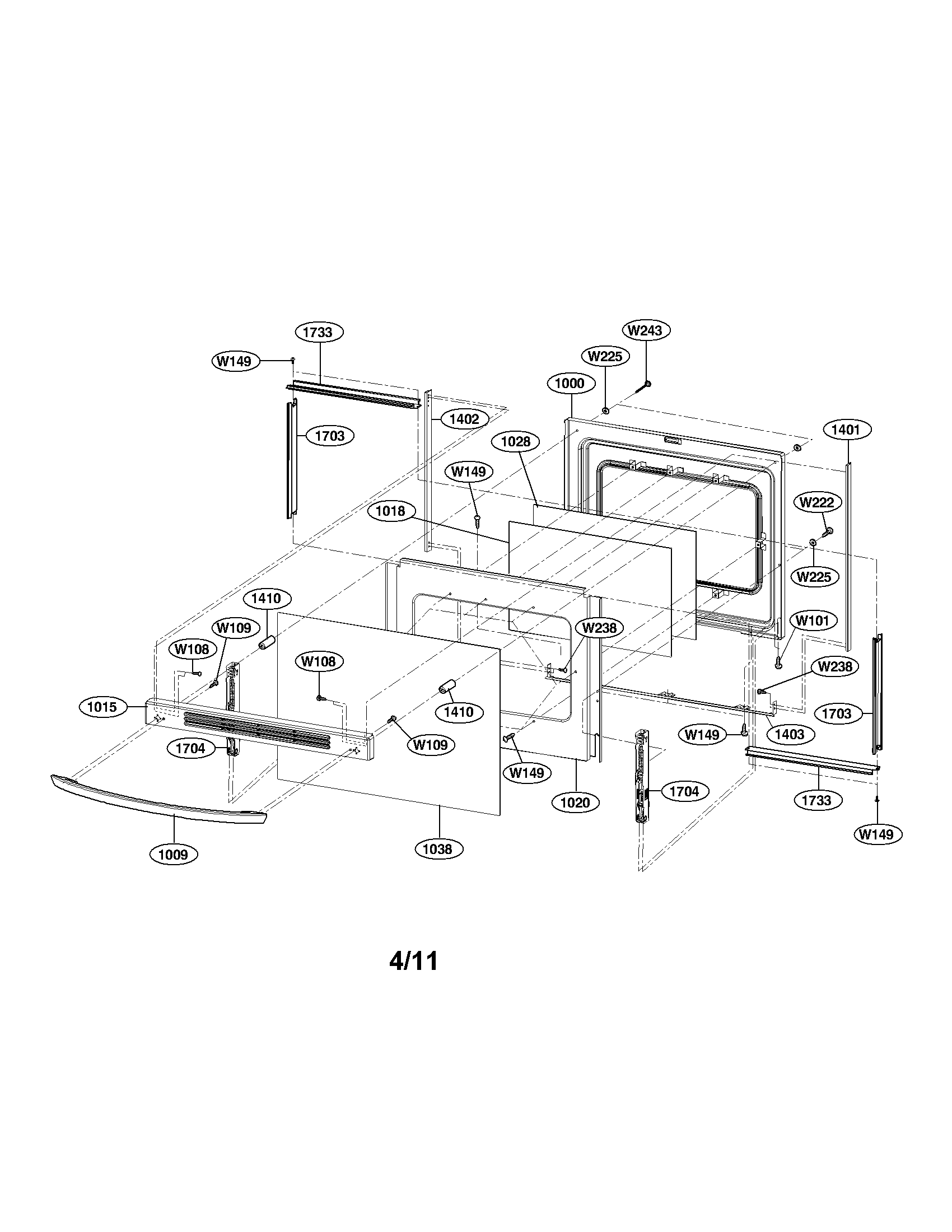 LG LRE3012SW door parts diagram