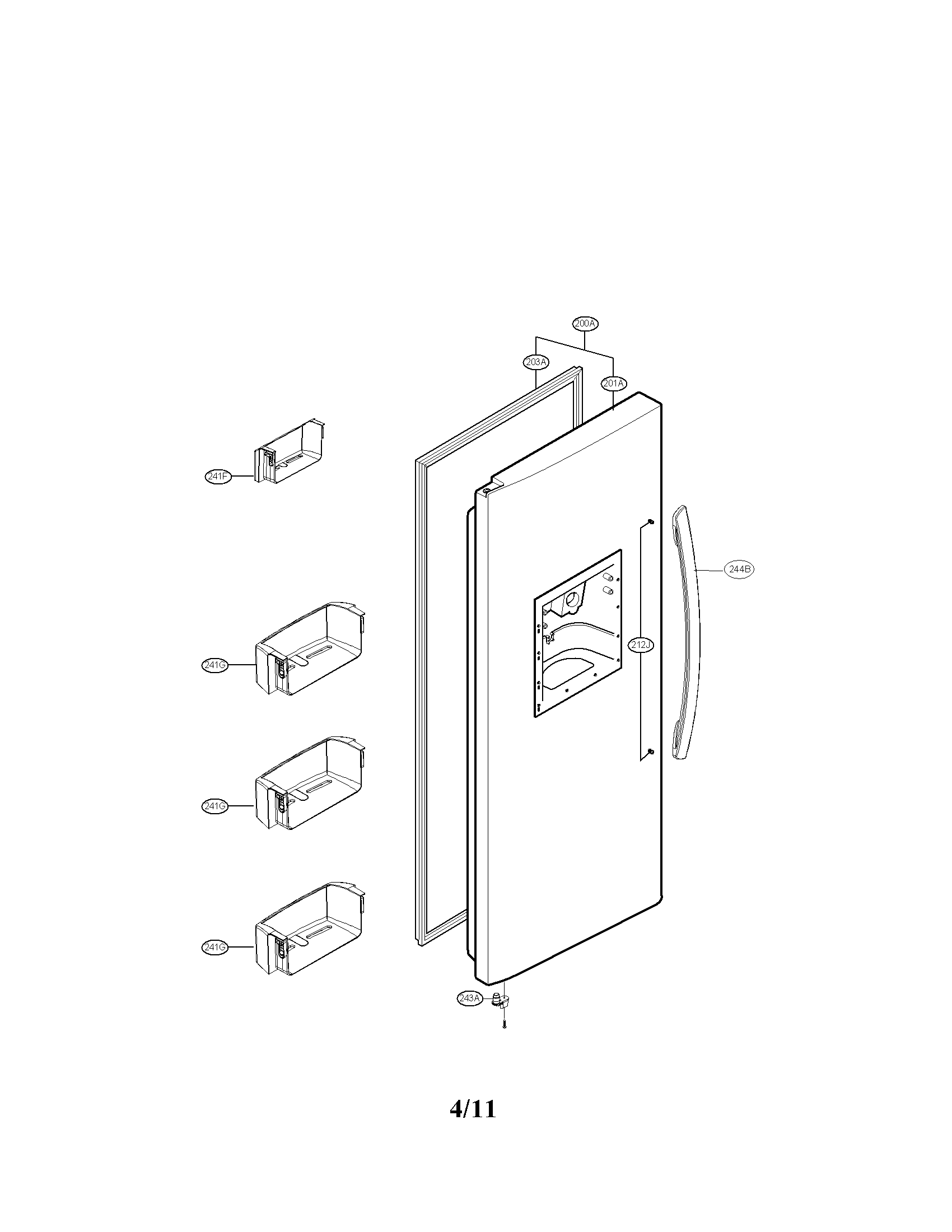Kenmore 79551312010 freezer door parts diagram