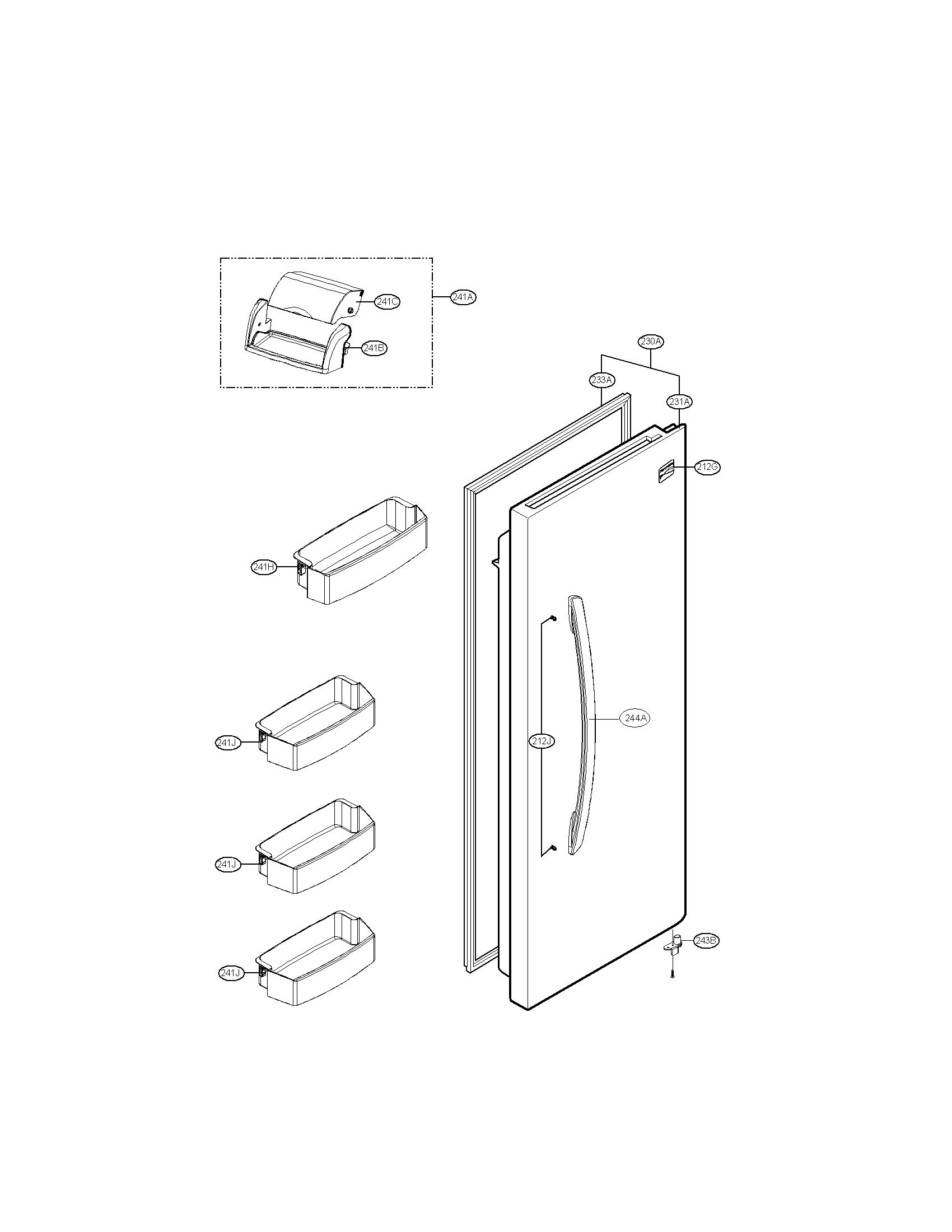 Kenmore 79551312010 refrigerator door parts diagram