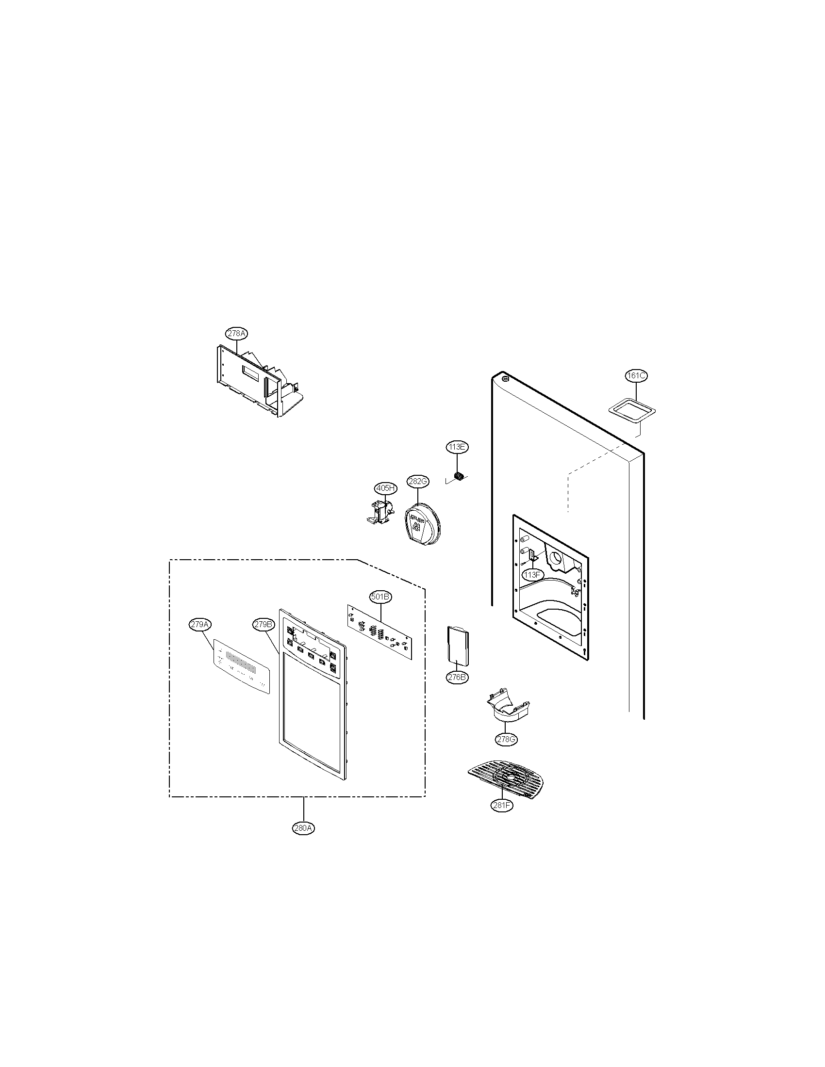 Kenmore 79551312010 dispenser parts diagram