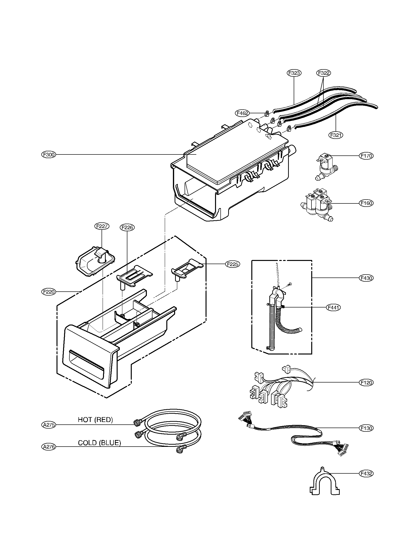 Kenmore Elite 79640518900 dispenser assembly parts diagram