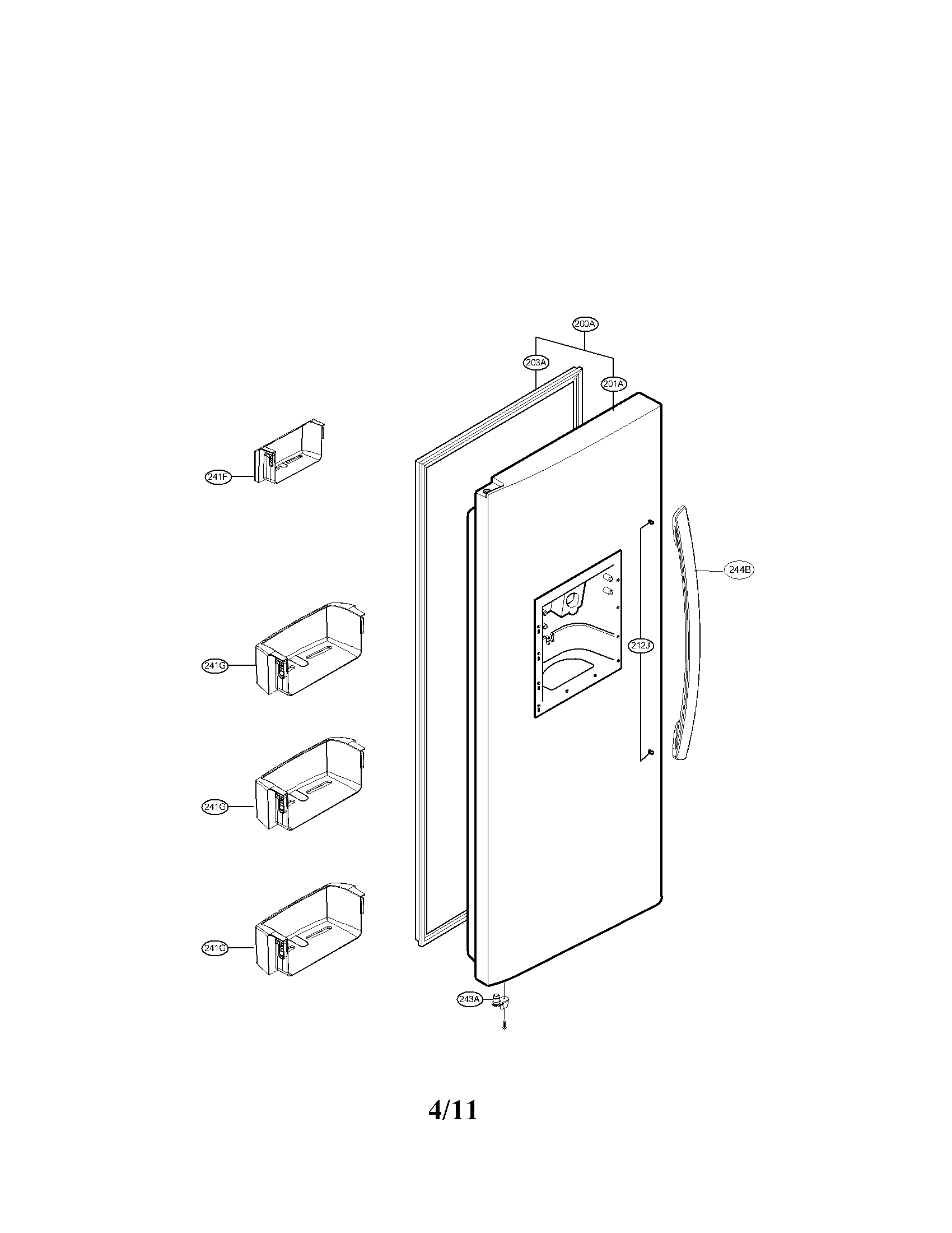 Kenmore 79551314011 freezer door parts diagram