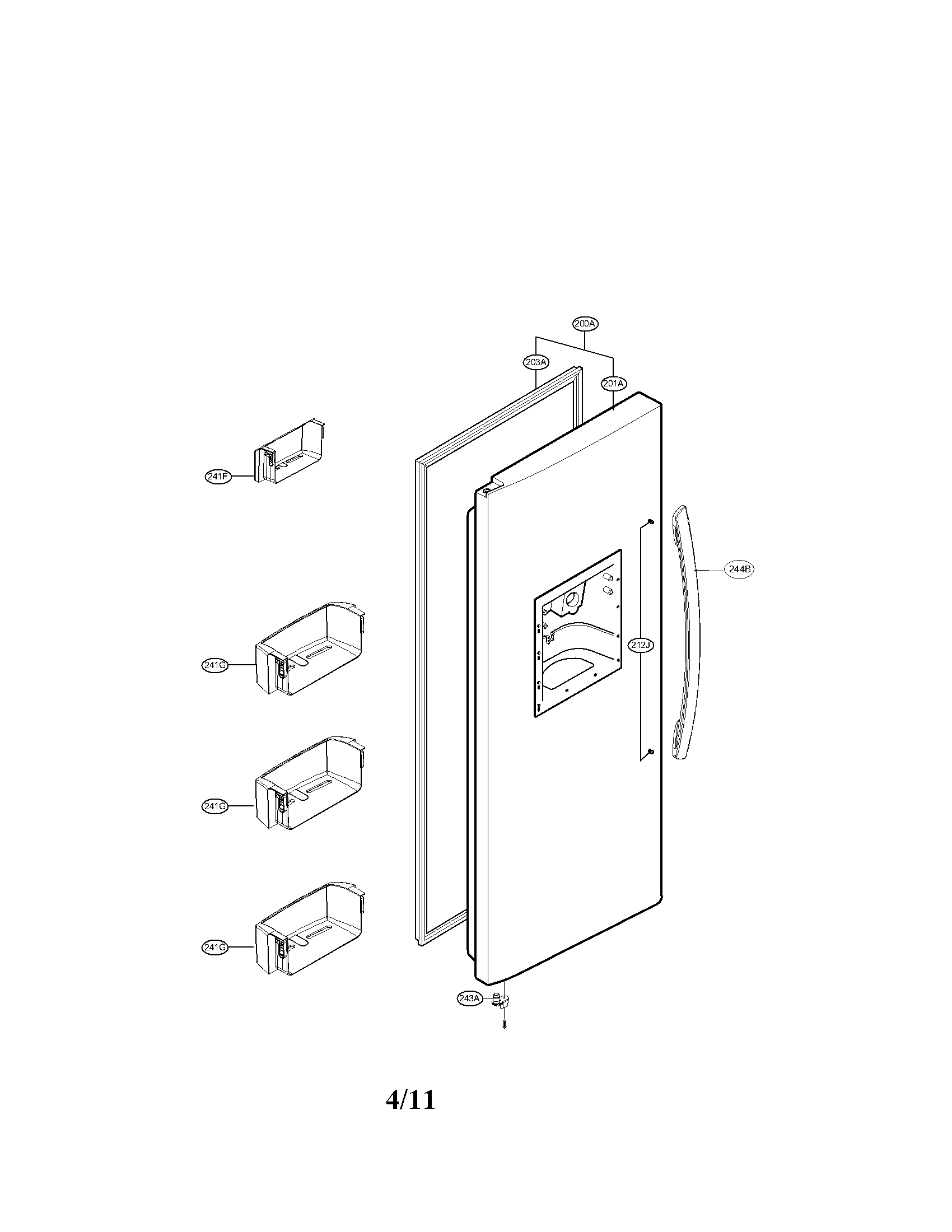Kenmore 79551316011 freezer door parts diagram