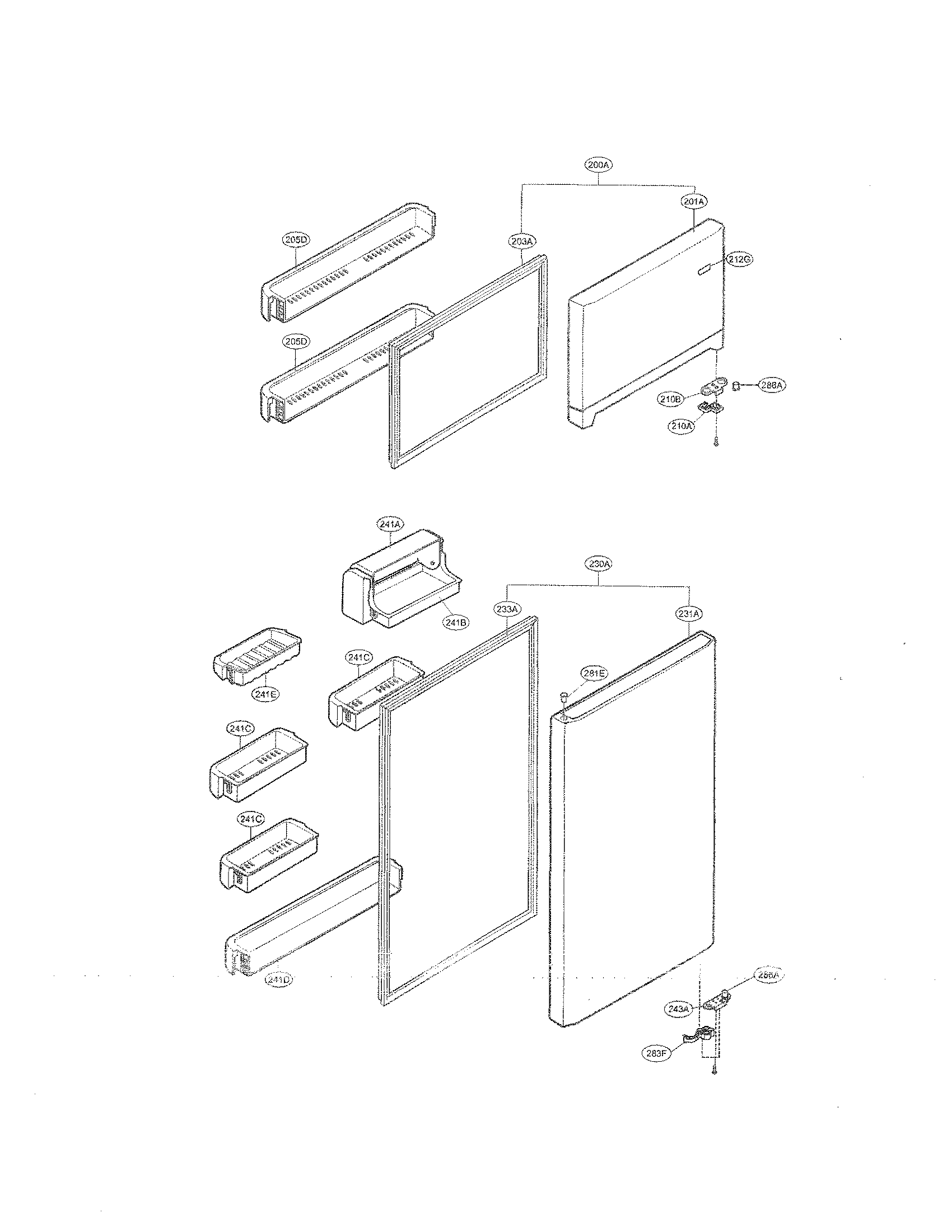Kenmore 79579972901 door parts diagram