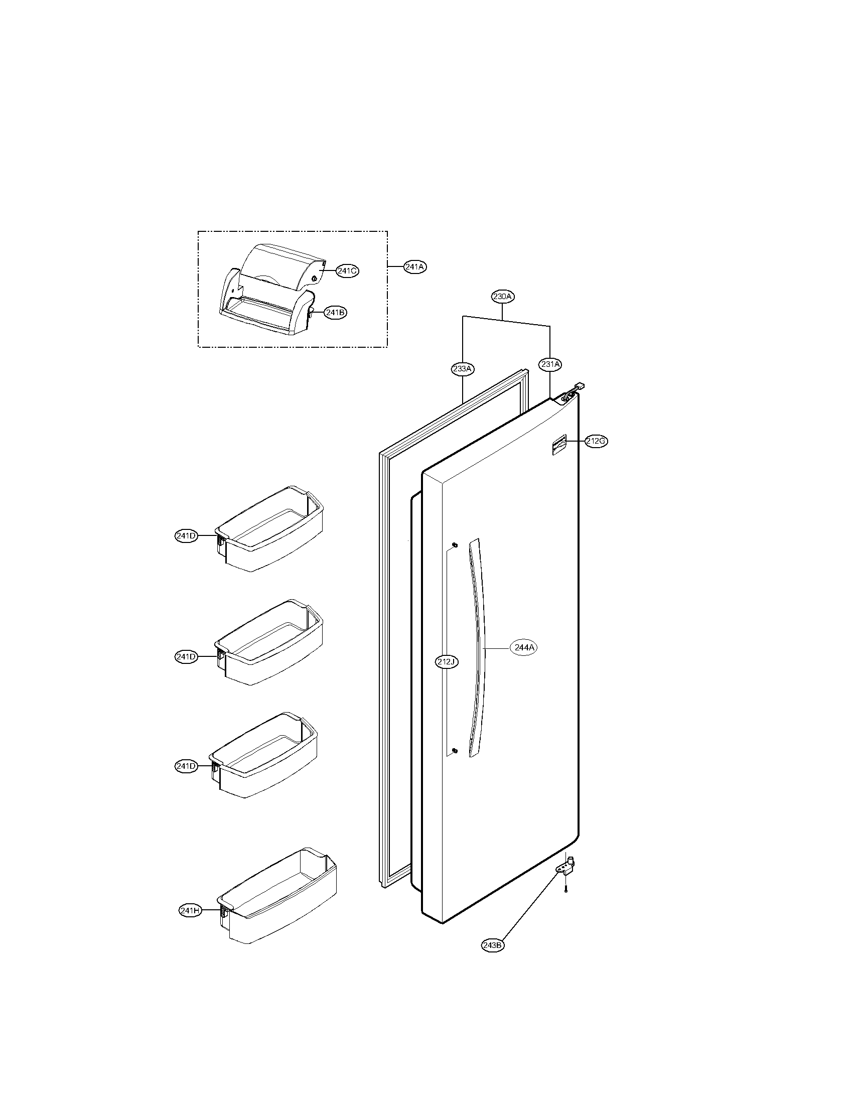 Kenmore Elite 79551073010 refrigerator door parts diagram