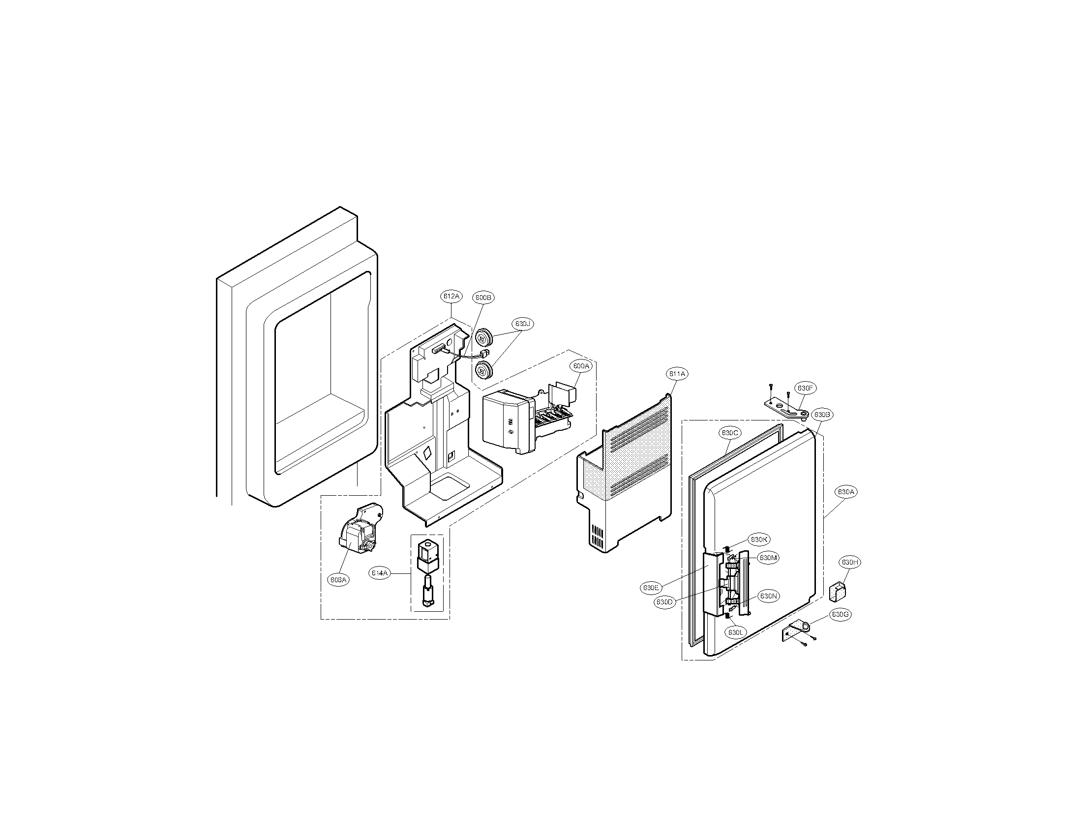 Kenmore Elite 79579779901 ice maker and ice bin parts diagram