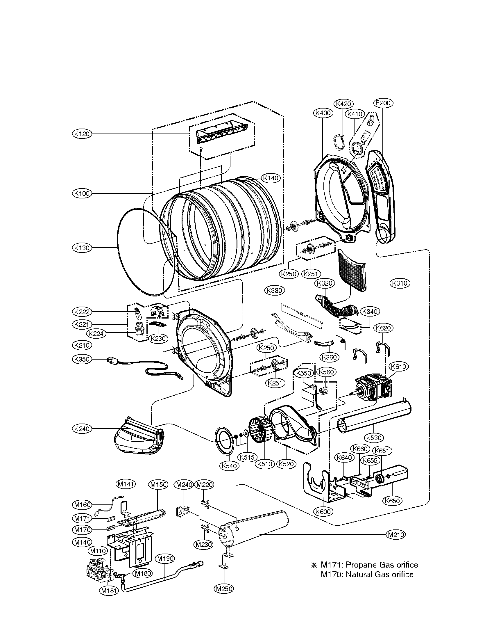 LG DLGX3551W drum and motor assembly parts diagram