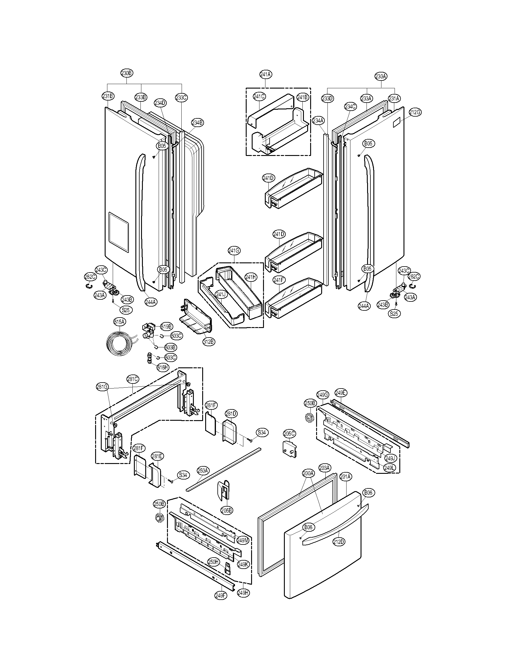 Kenmore Elite 79579737904 door parts diagram