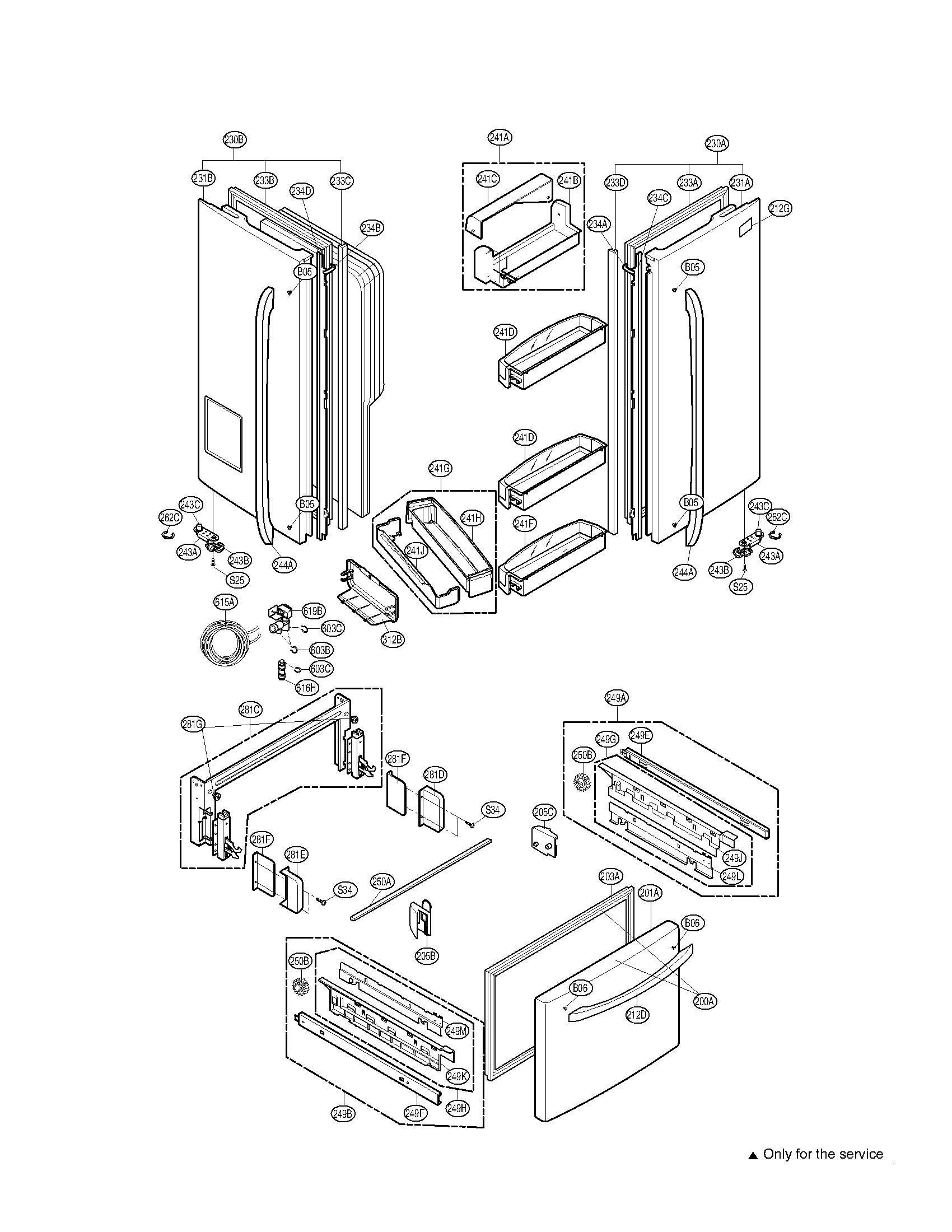 Kenmore Elite 79579733903 door parts diagram