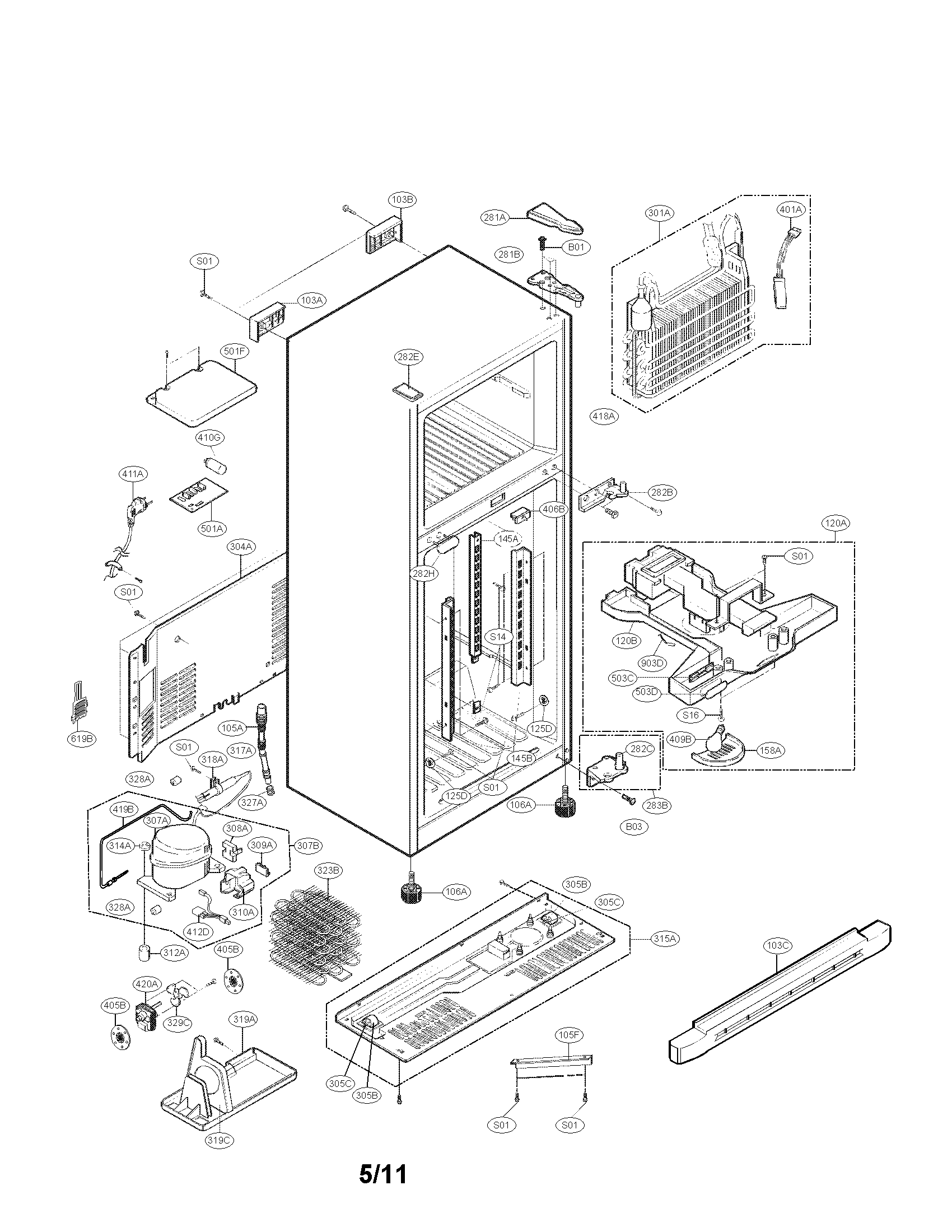 Kenmore 79579372902 case parts diagram