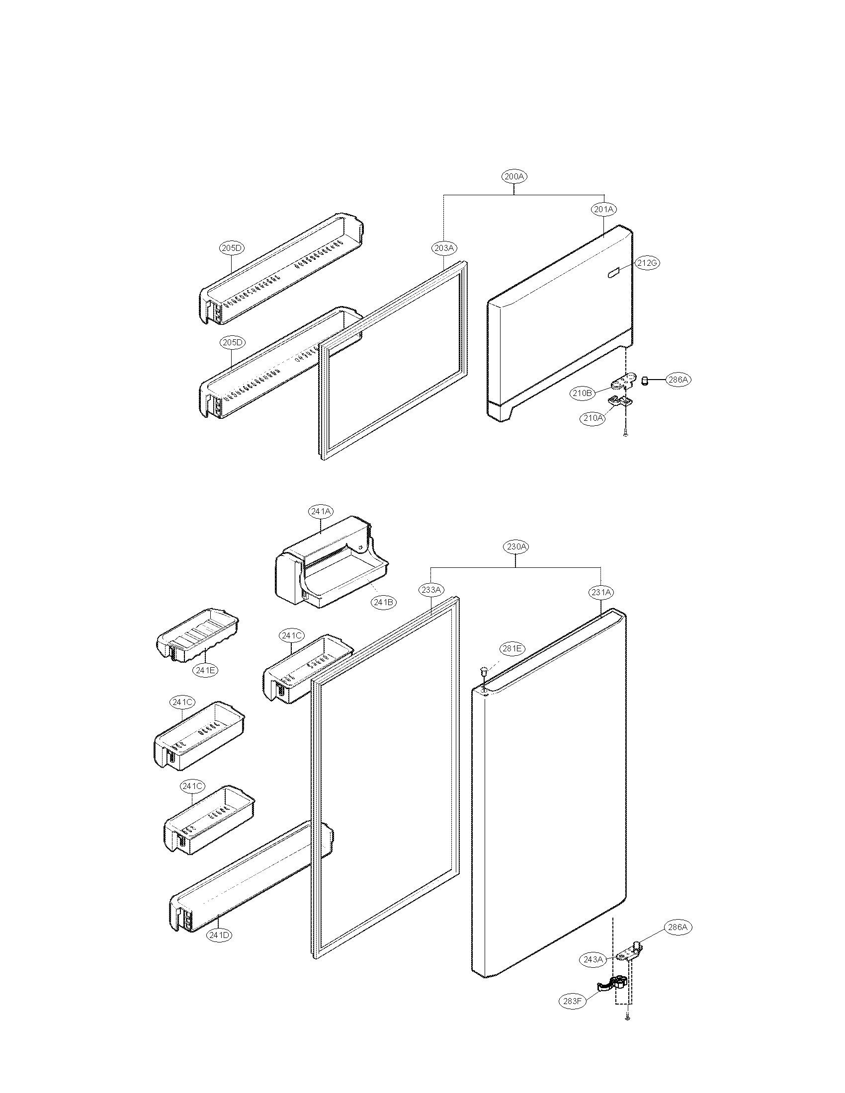 Kenmore 79579372902 door parts diagram