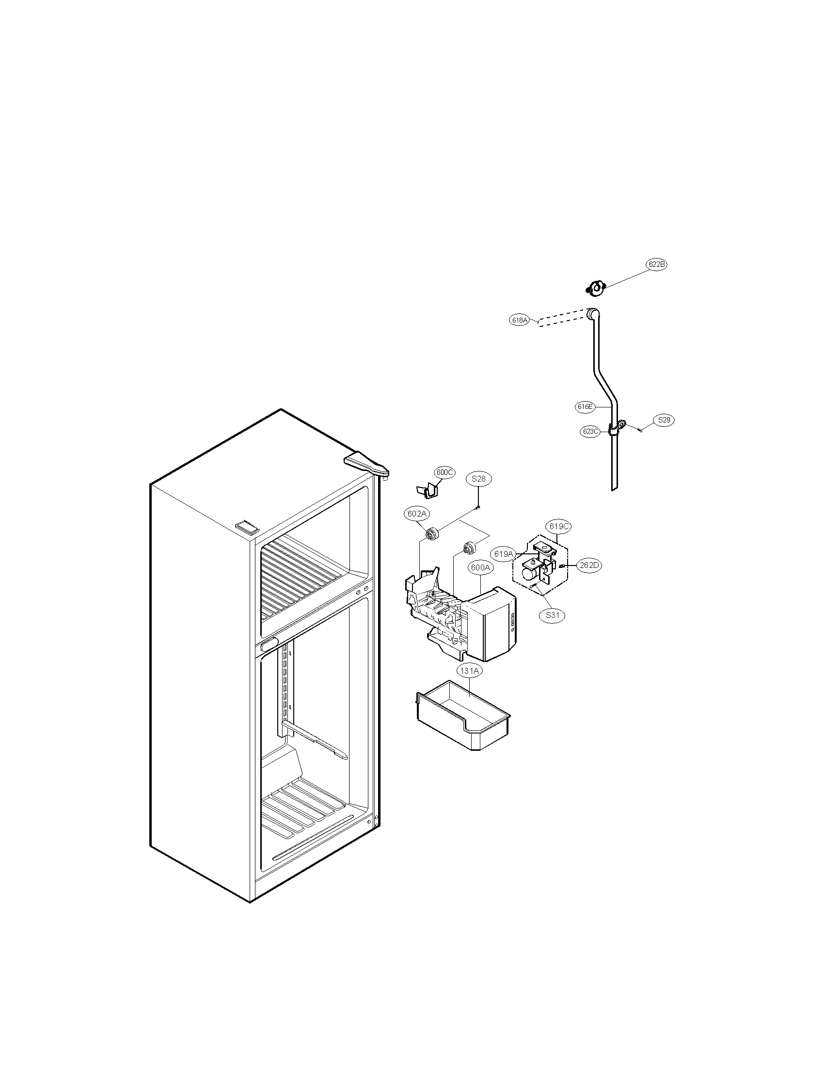 Kenmore 79579372902 icemaker parts diagram