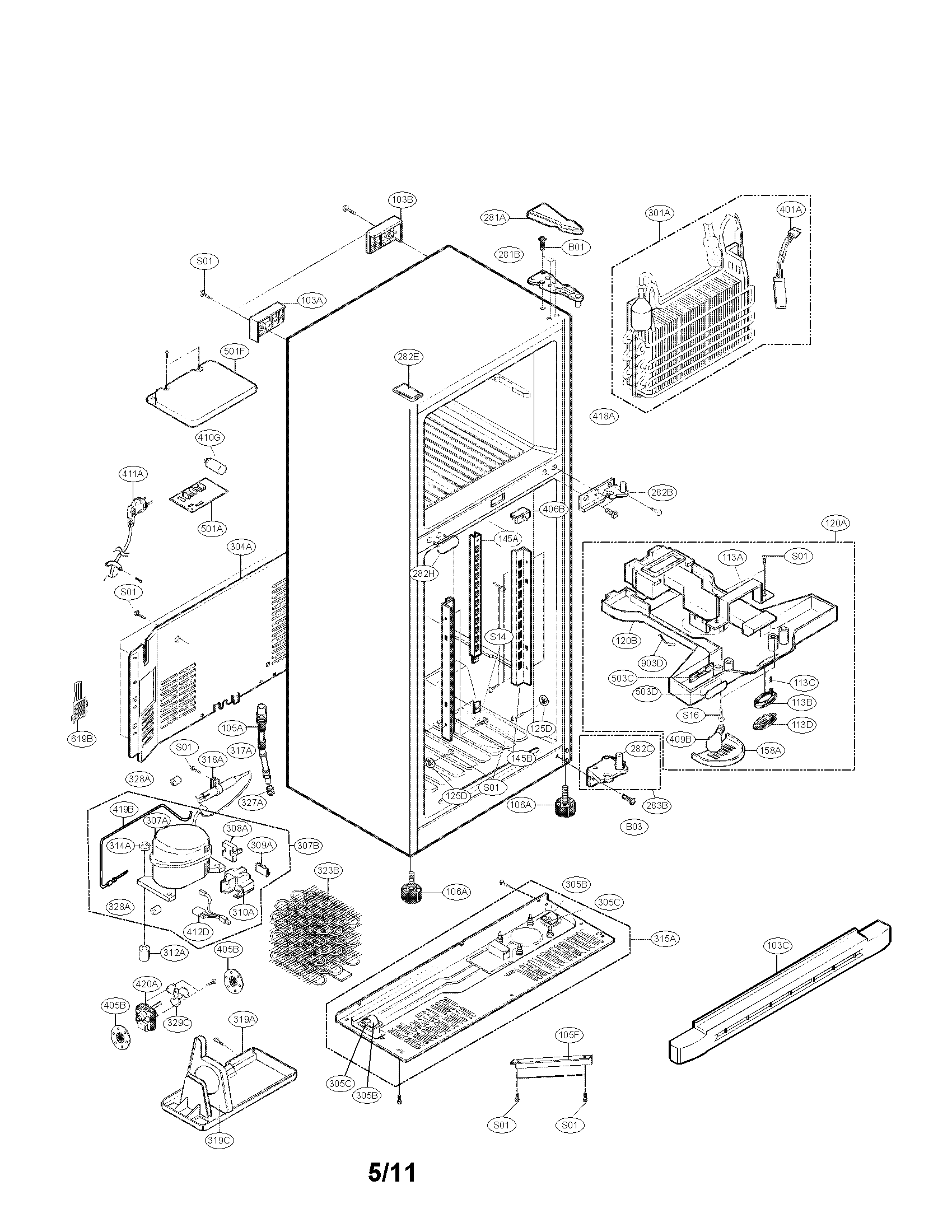 Kenmore 79579293902 case parts diagram