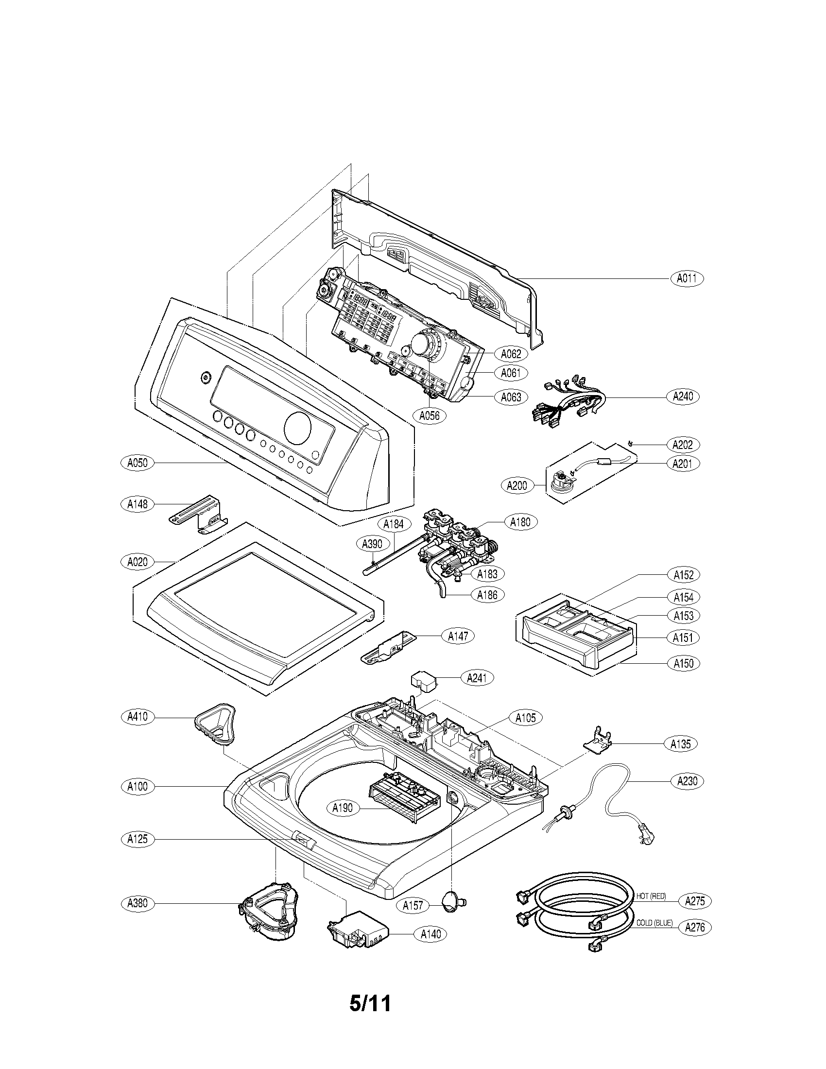 LG WT5101HW/00 exploded view of top cover assembly diagram