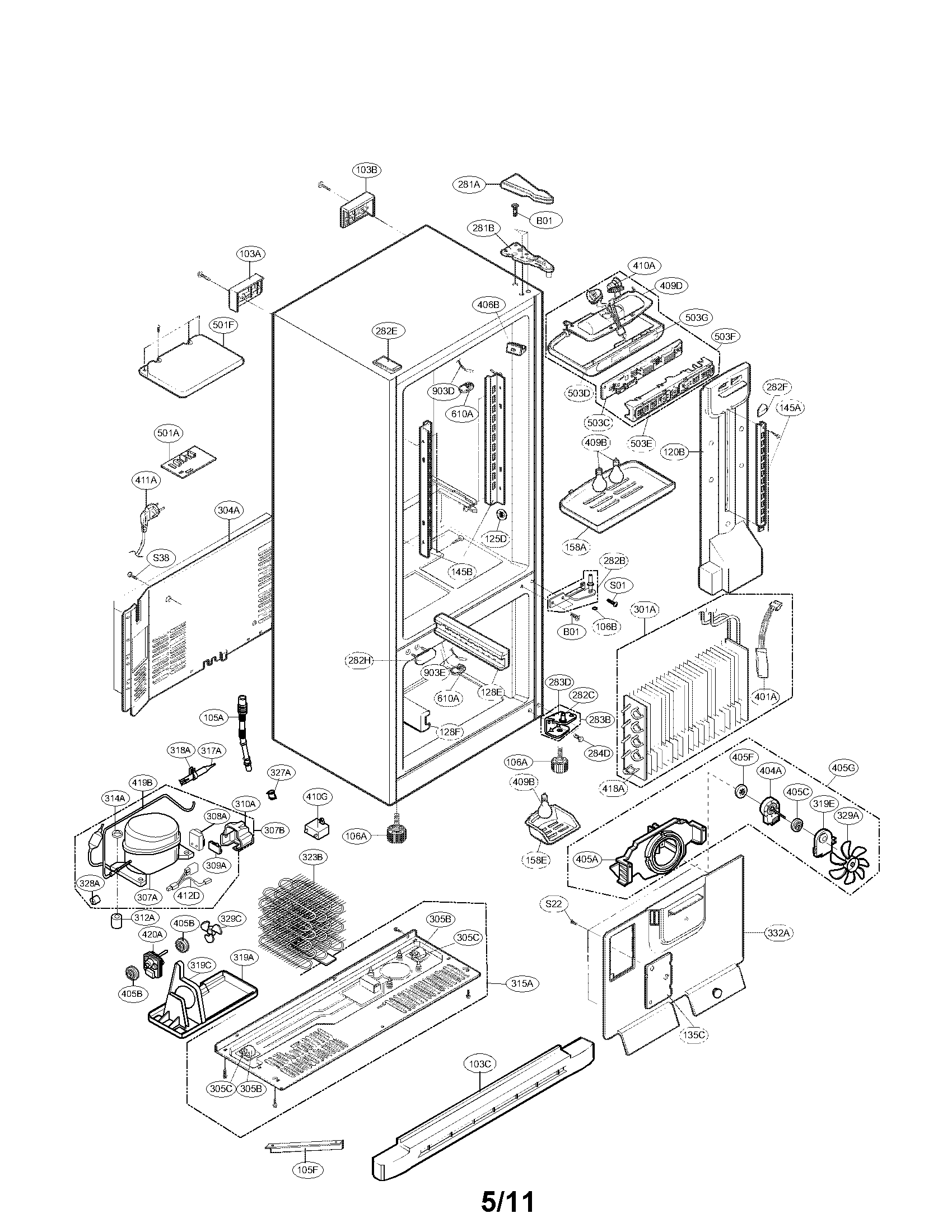 Kenmore 79579004901 case parts diagram