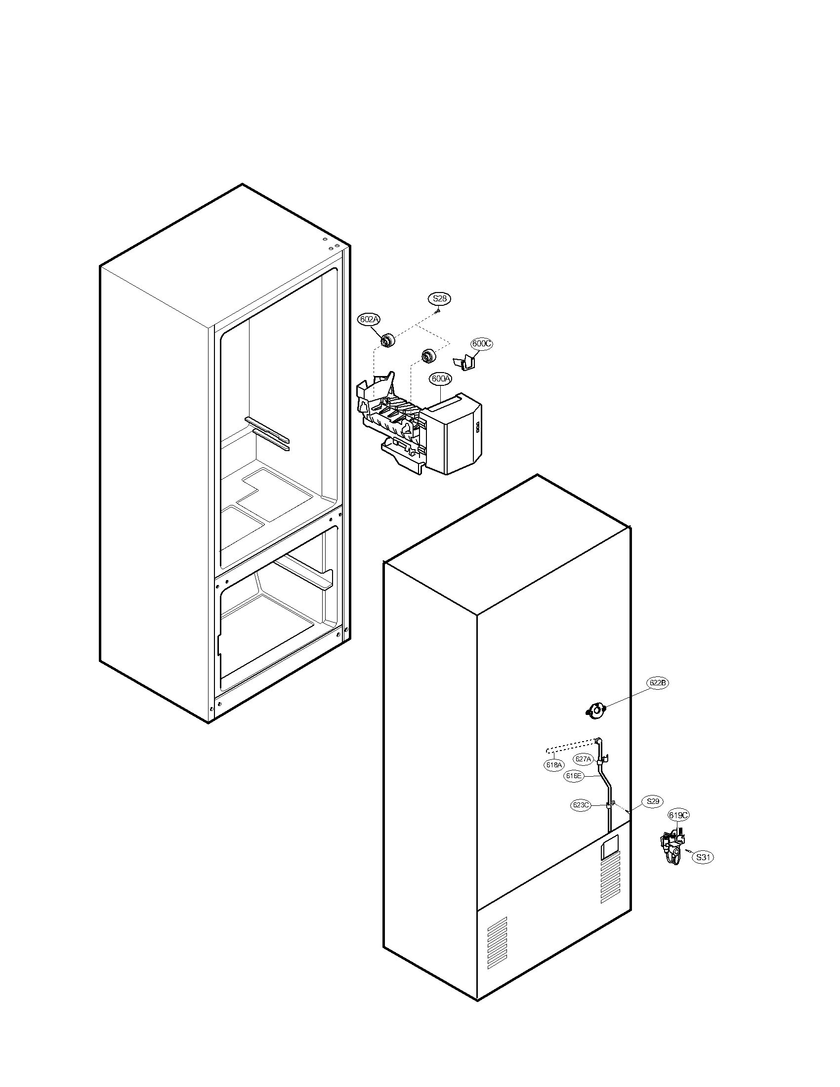 Kenmore 79579004901 water and ice maker parts diagram