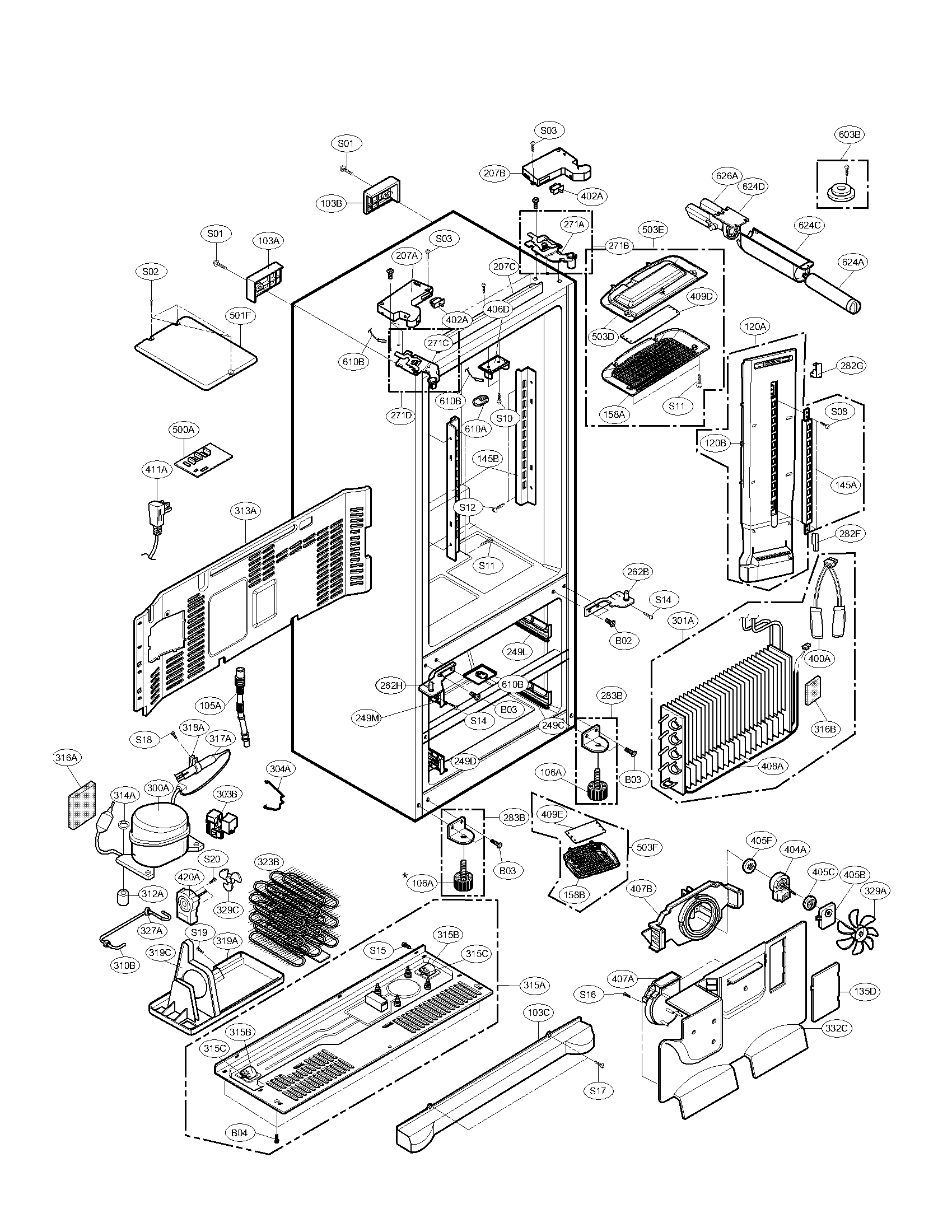 Kenmore Elite 79578773801 case parts diagram