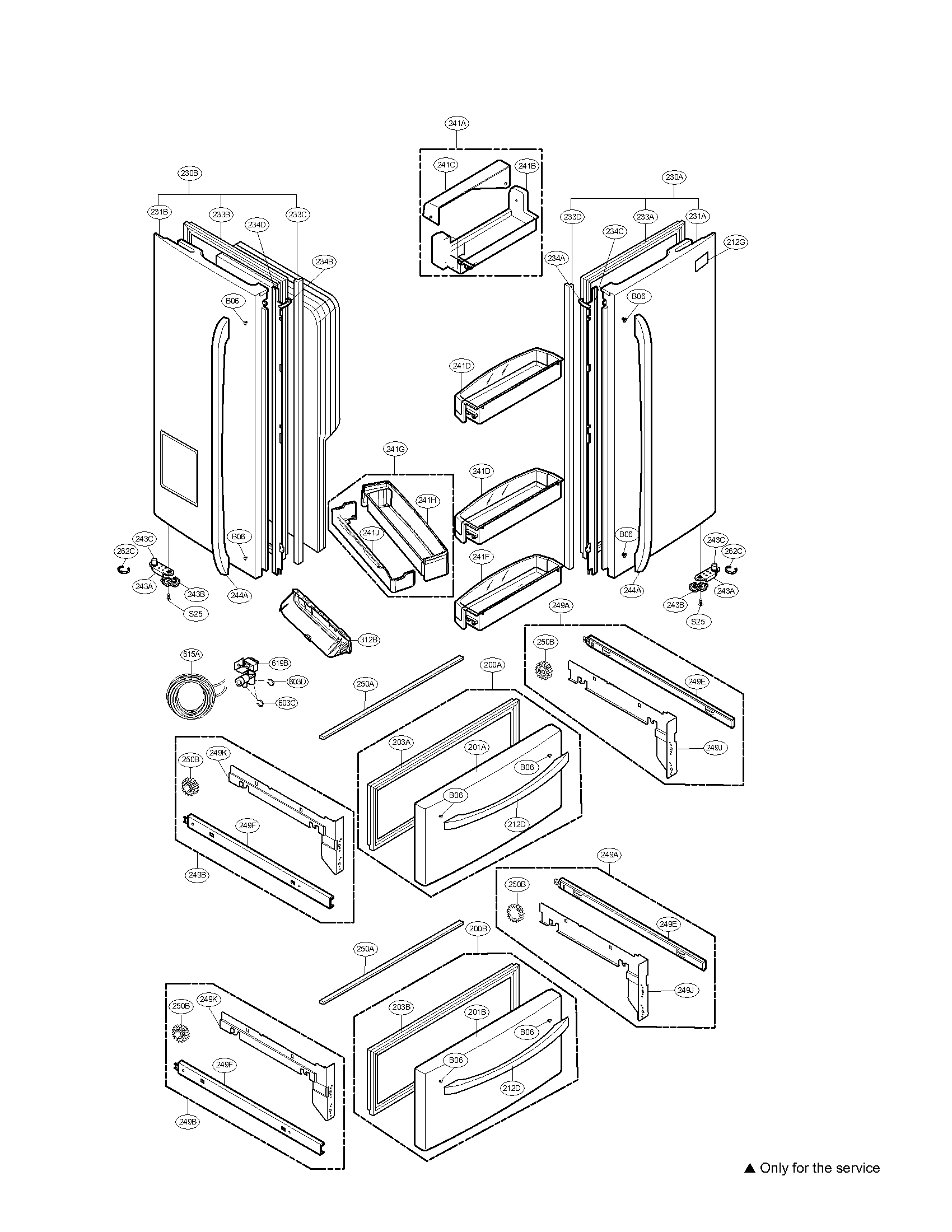 Kenmore Elite 79578773801 door parts diagram