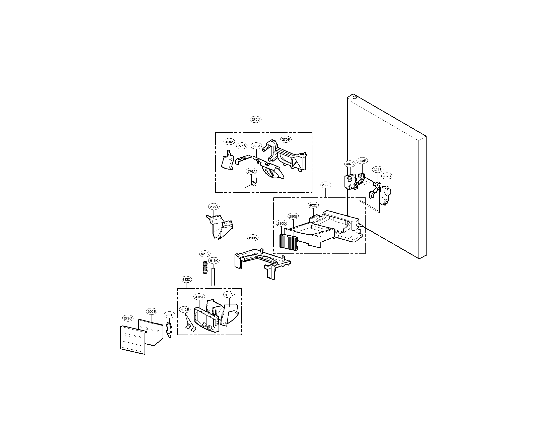 Kenmore Elite 79578733805 dispenser parts diagram