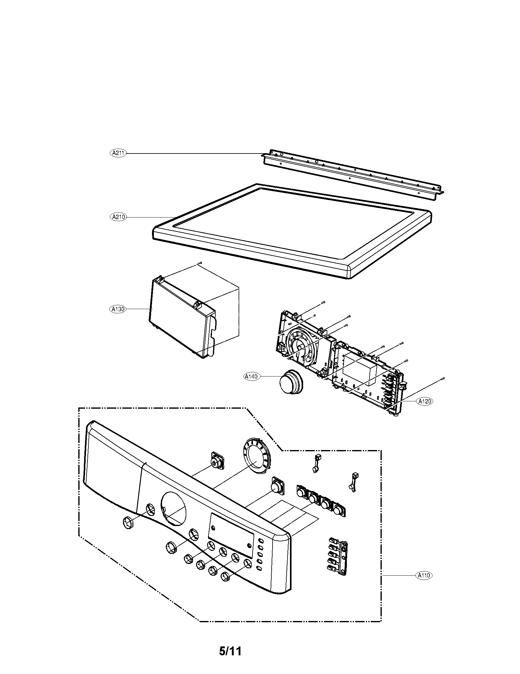 LG DLE7177WM control panel and plate assembly parts diagram