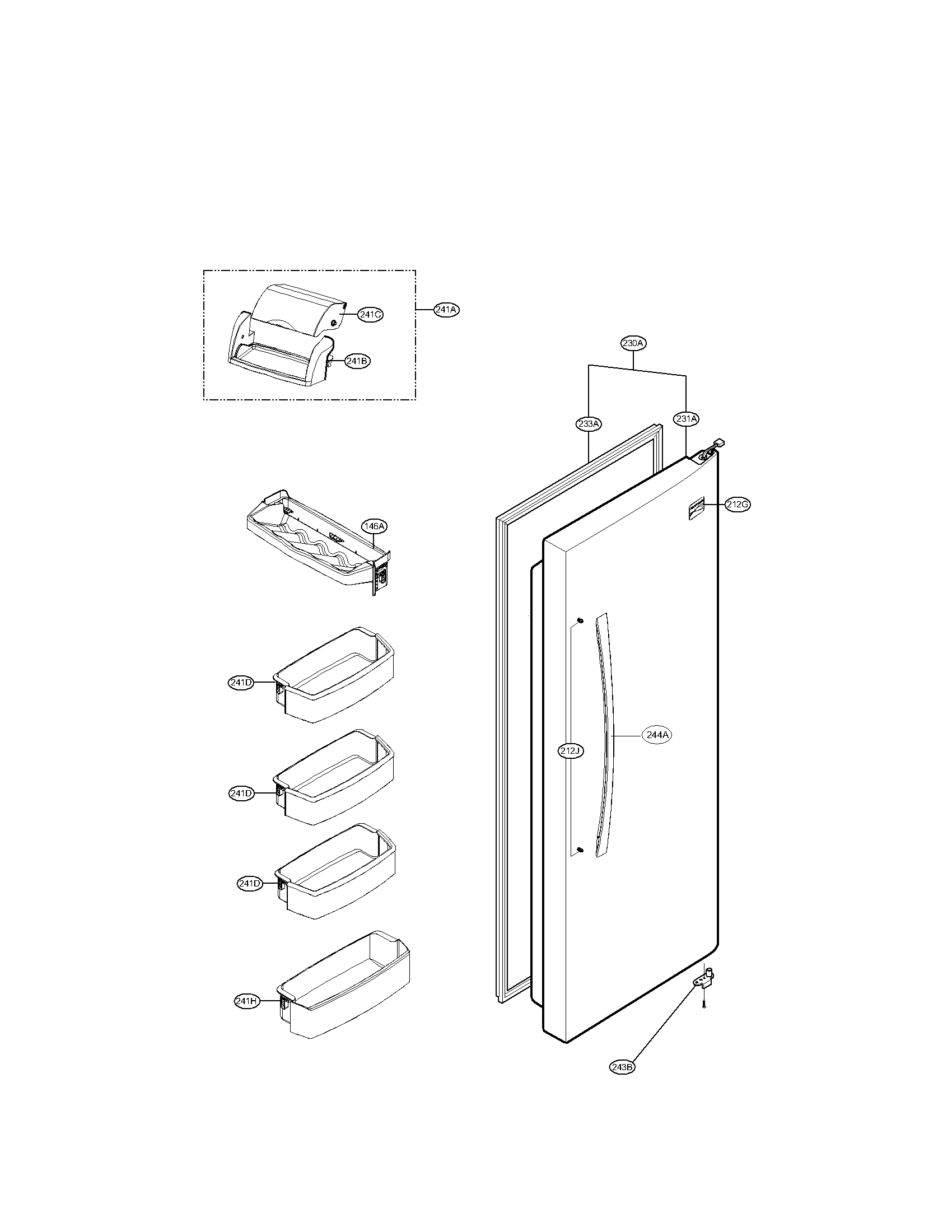 Kenmore Elite 79551099011 refrigerator door parts diagram
