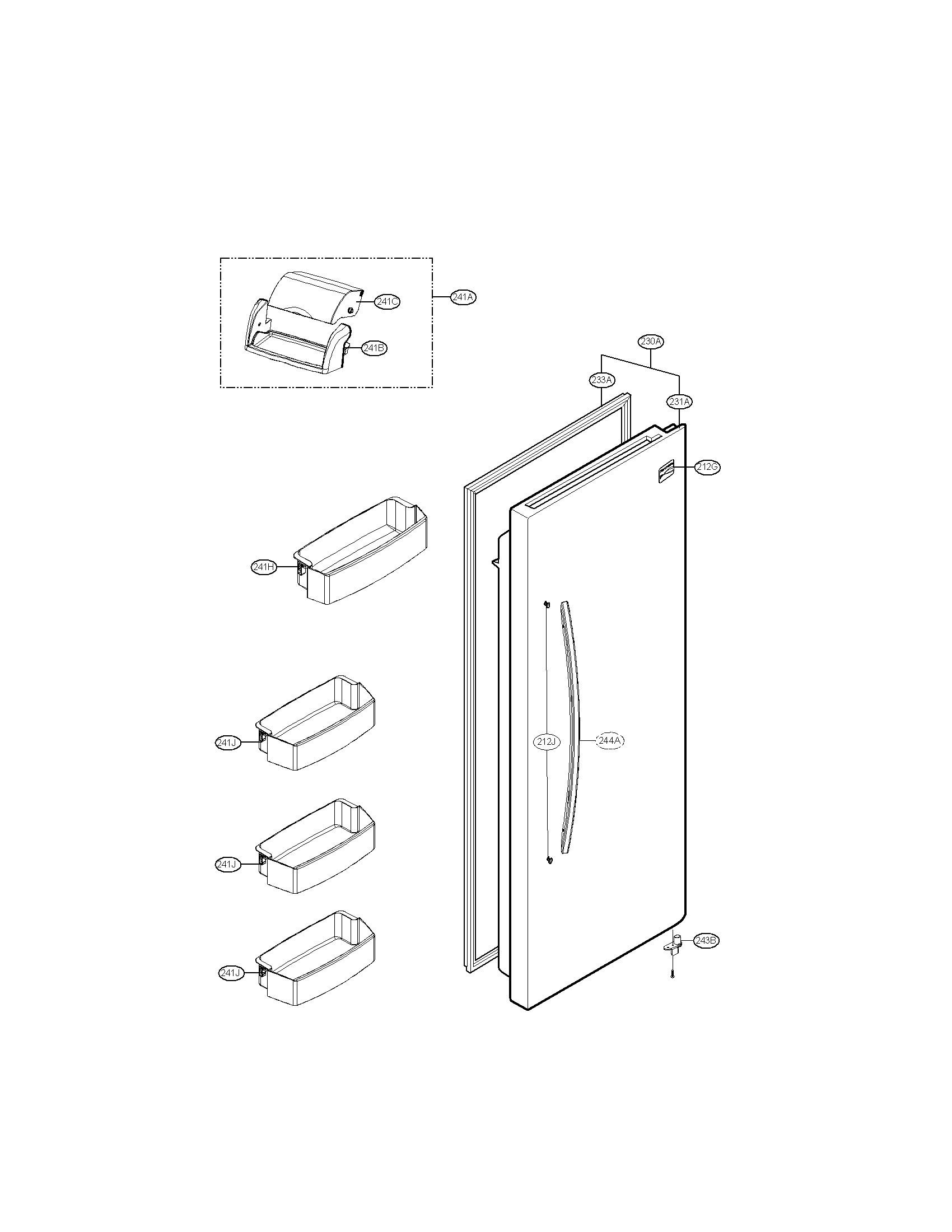 Kenmore 79551322010 refrigerator door parts diagram
