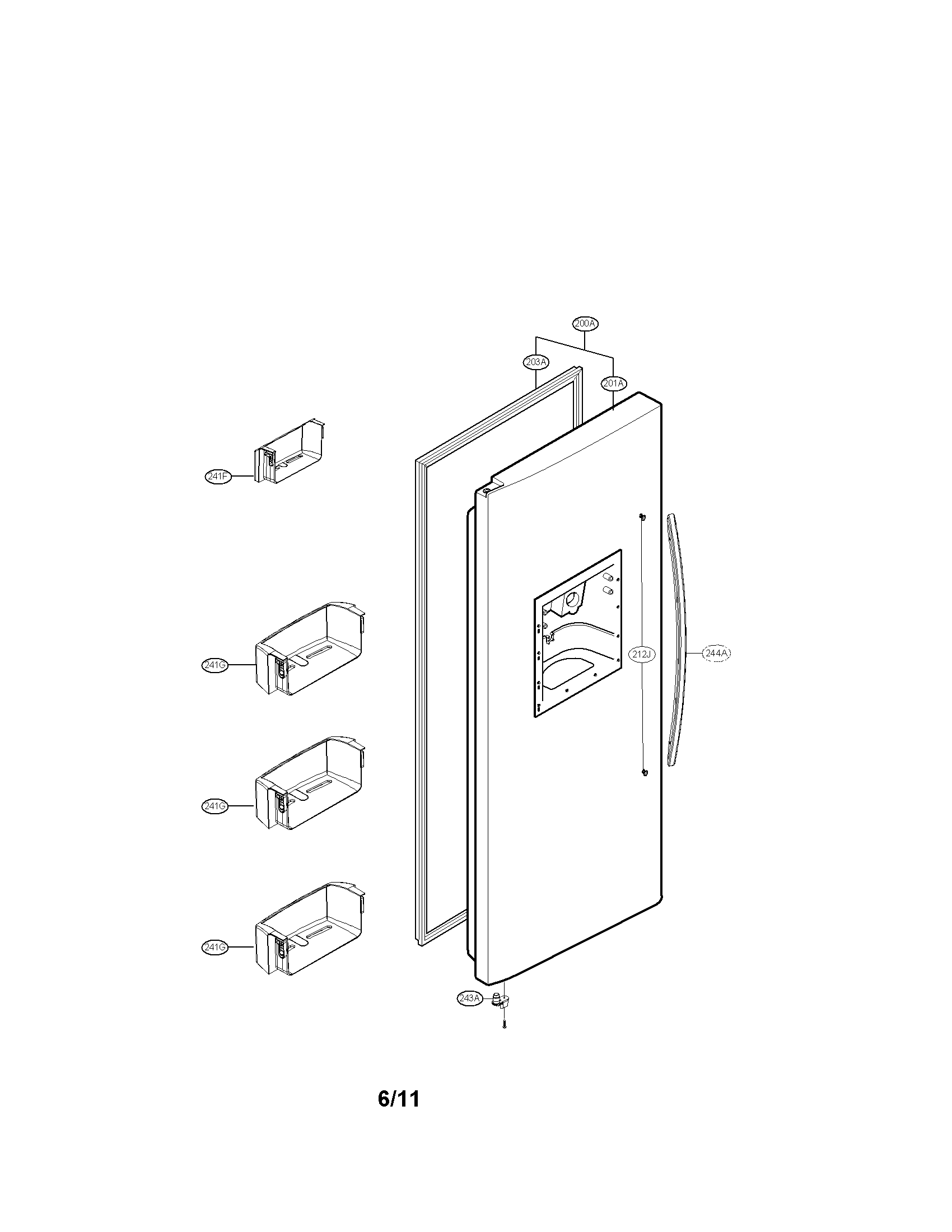 Kenmore 79551326010 freezer door parts diagram
