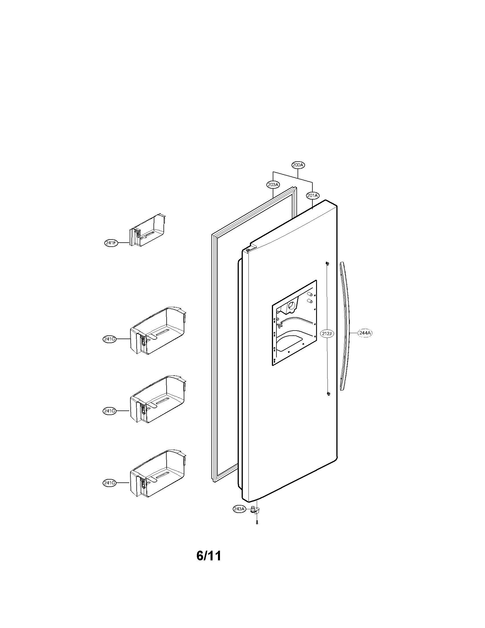 Kenmore 79551329012 freezer door parts diagram