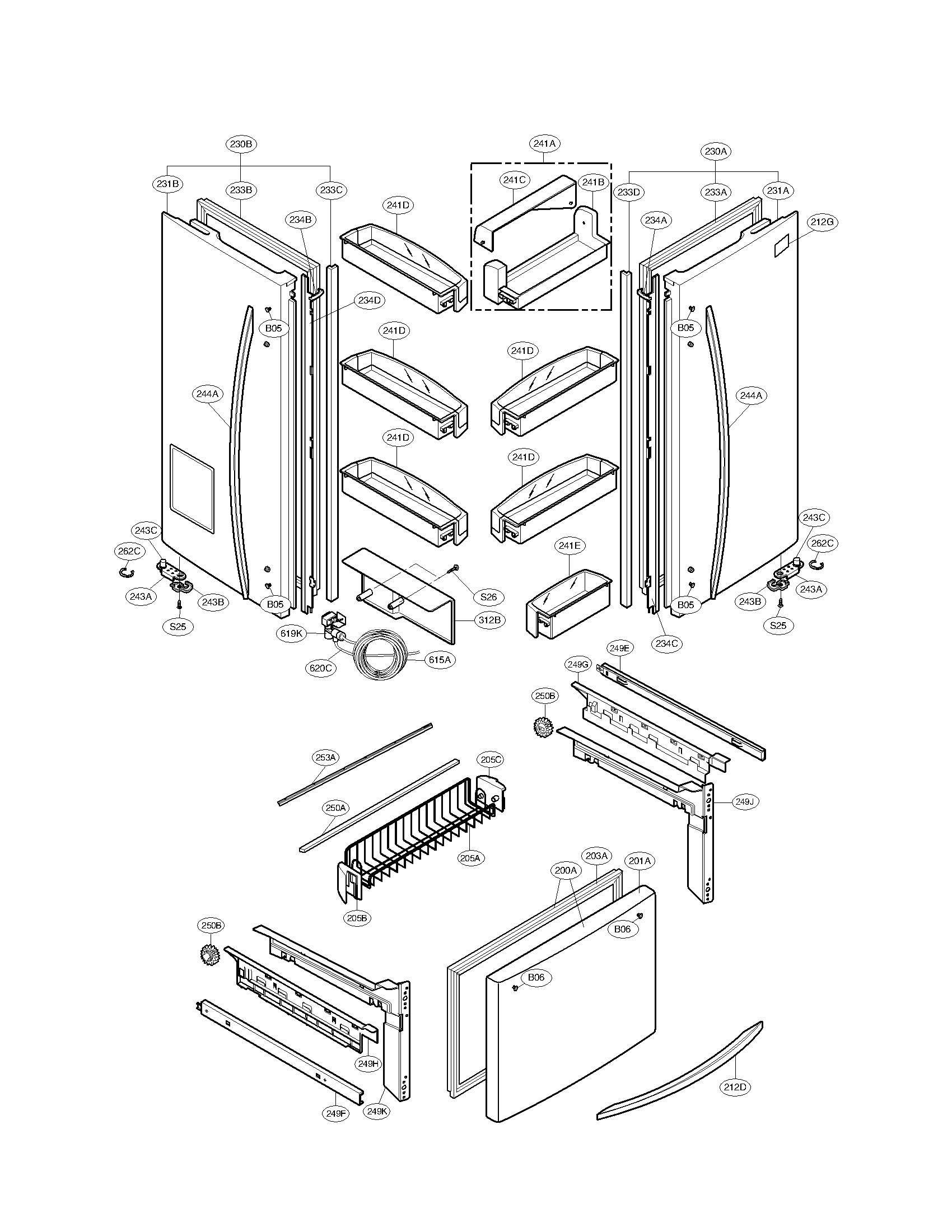 Kenmore 79571012012 door parts diagram