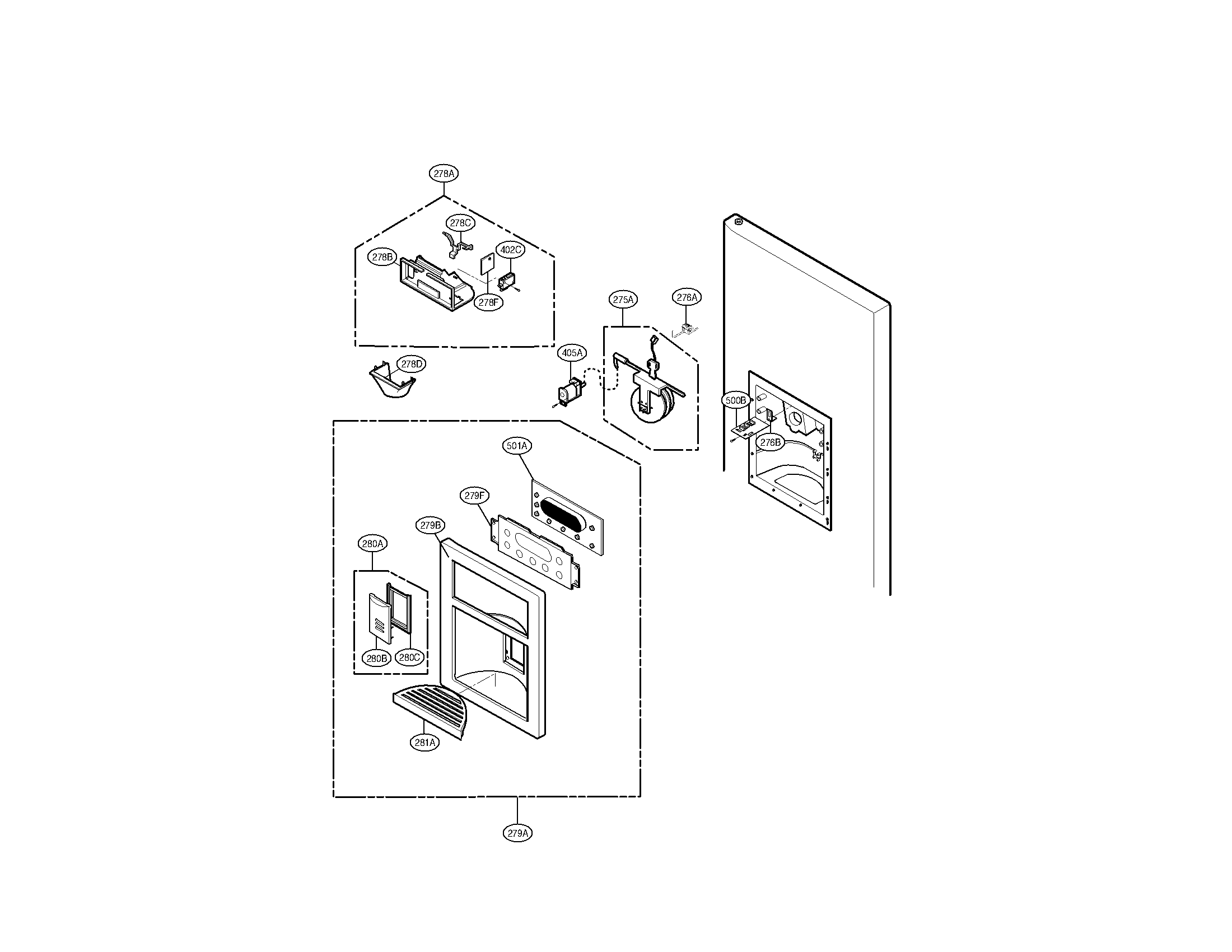 Kenmore 79571029012 dispenser parts diagram