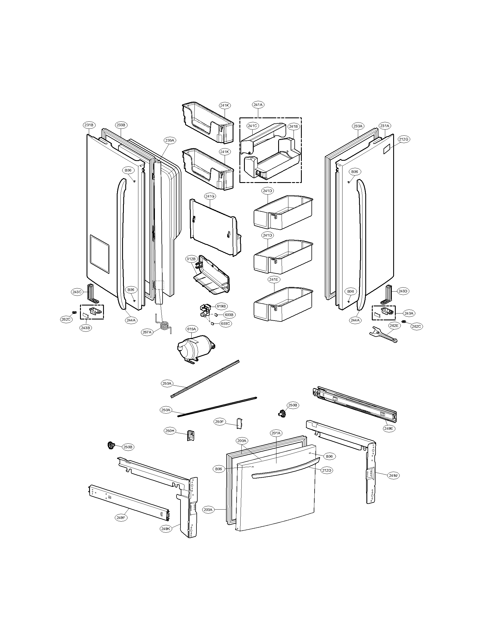Kenmore Elite 79571052012 door parts diagram
