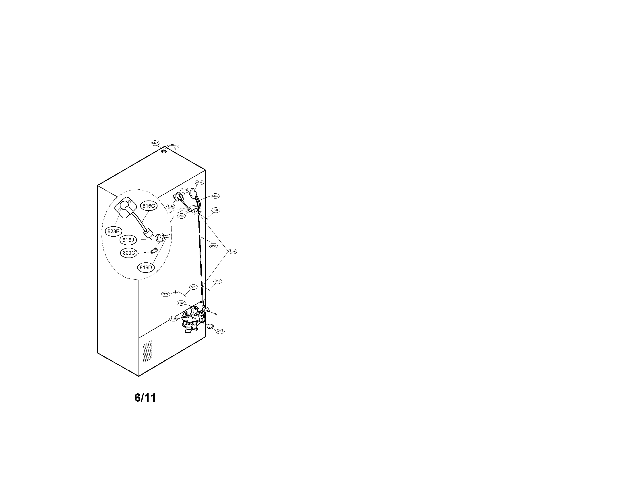 Kenmore Elite 79571059012 valve and water tube parts diagram