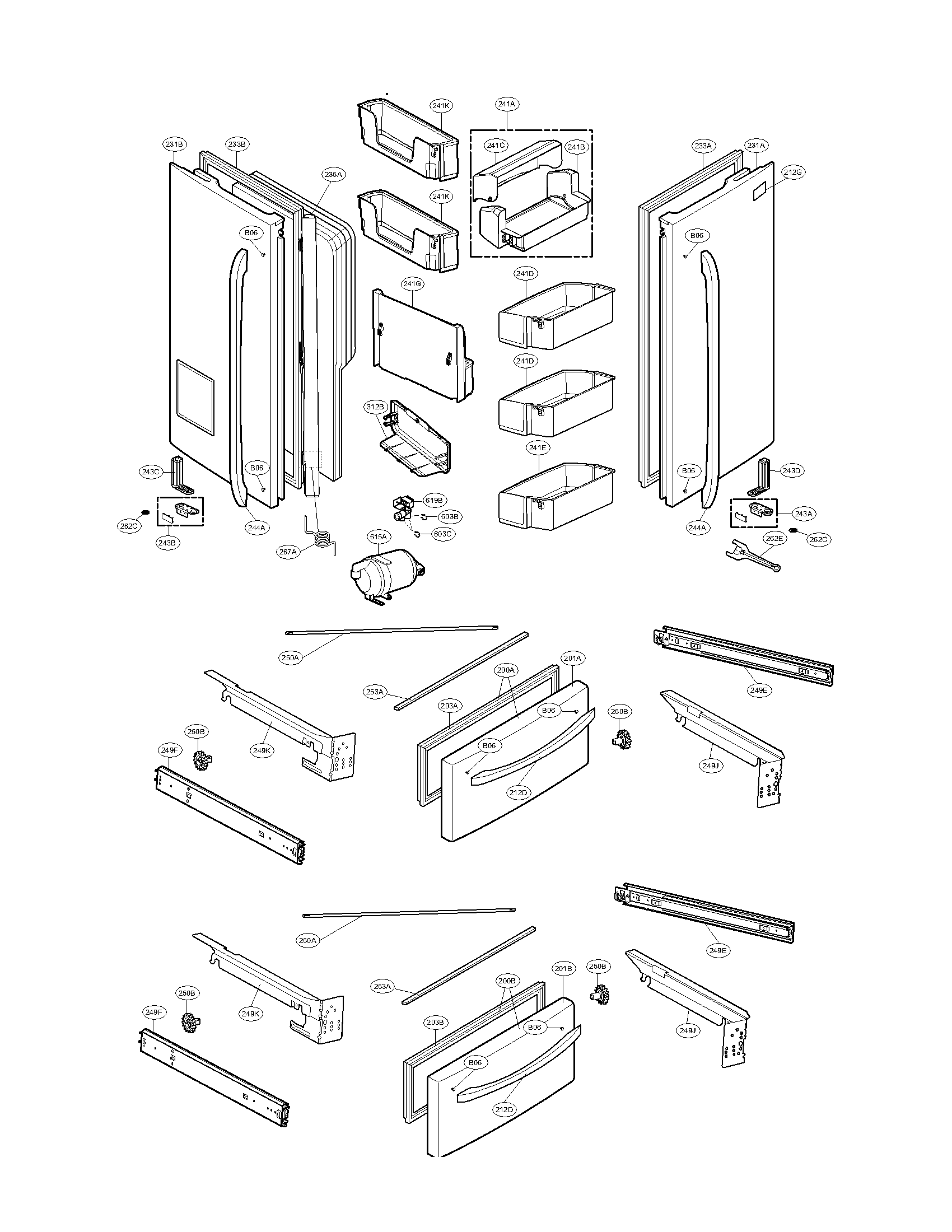 Kenmore Elite 79571079012 door parts diagram