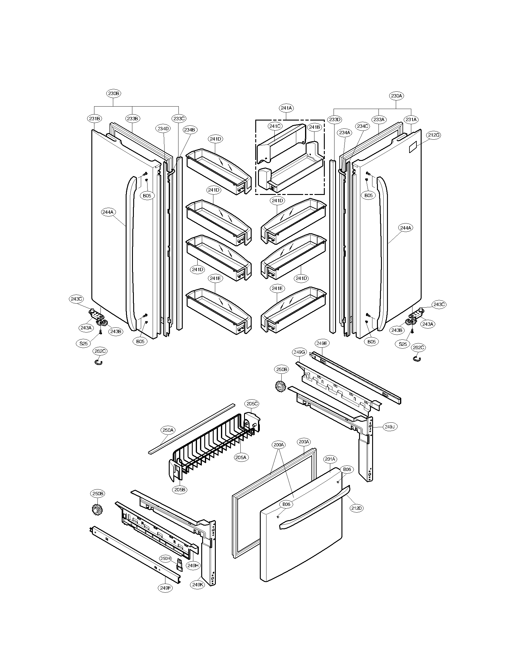 Kenmore 79571603011 door parts diagram