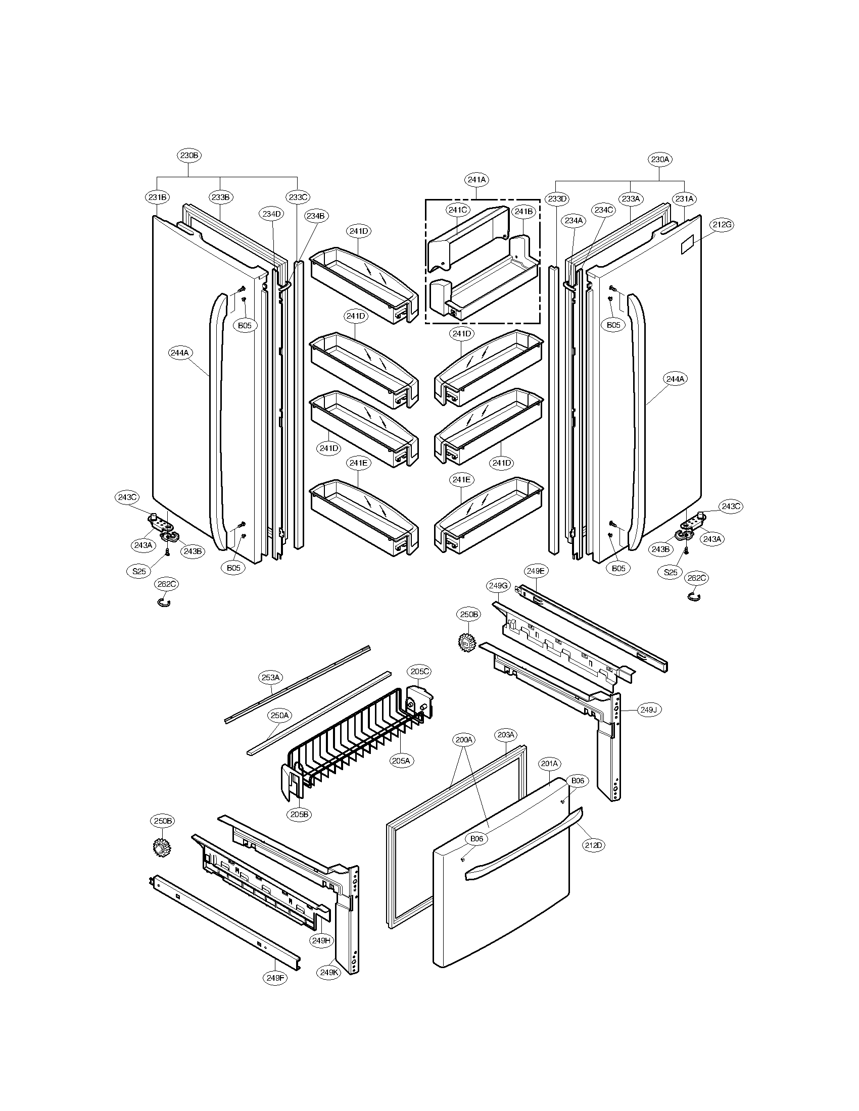 Kenmore 79571602012 door parts diagram