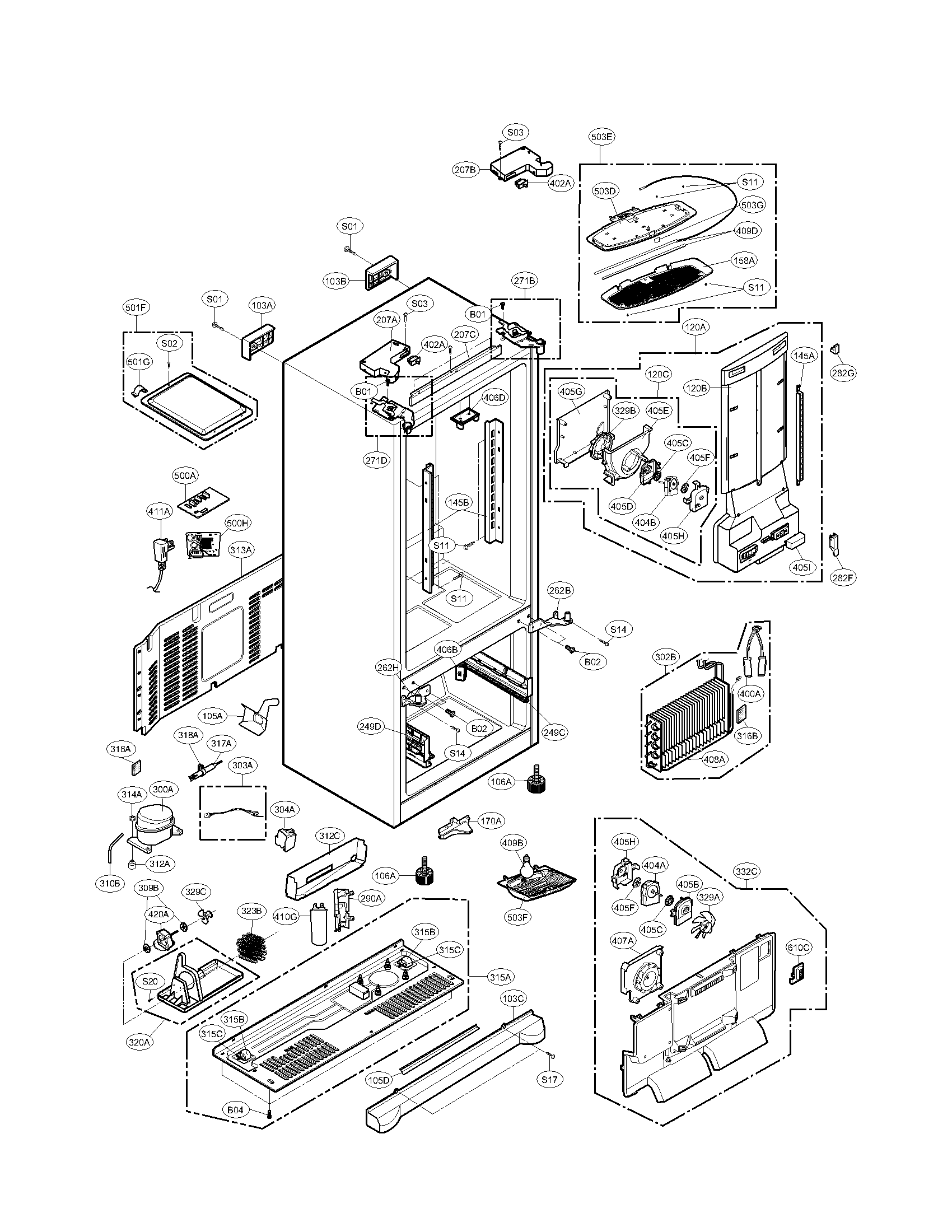 Kenmore Elite 79571049011 case parts diagram
