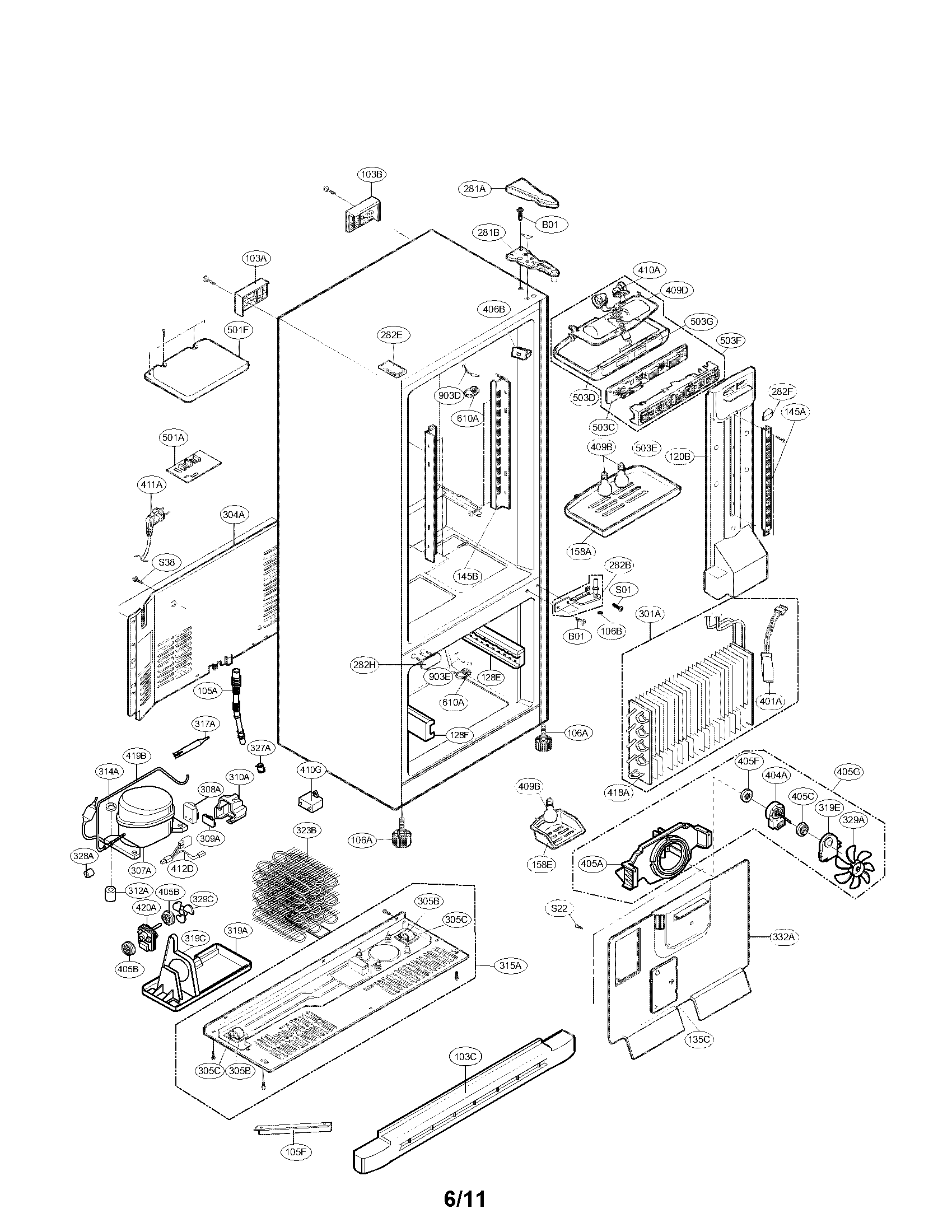 Kenmore 79576204901 case parts diagram